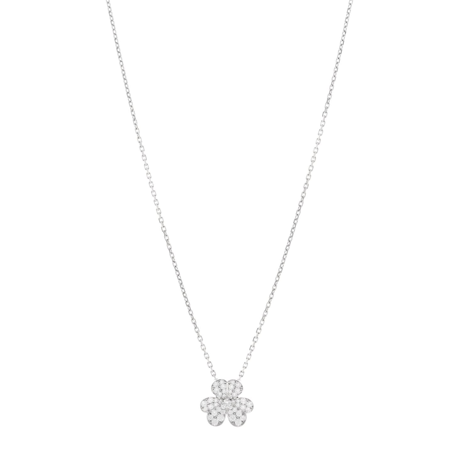 18K White Gold Diamond Small Frivole Pendant Necklace