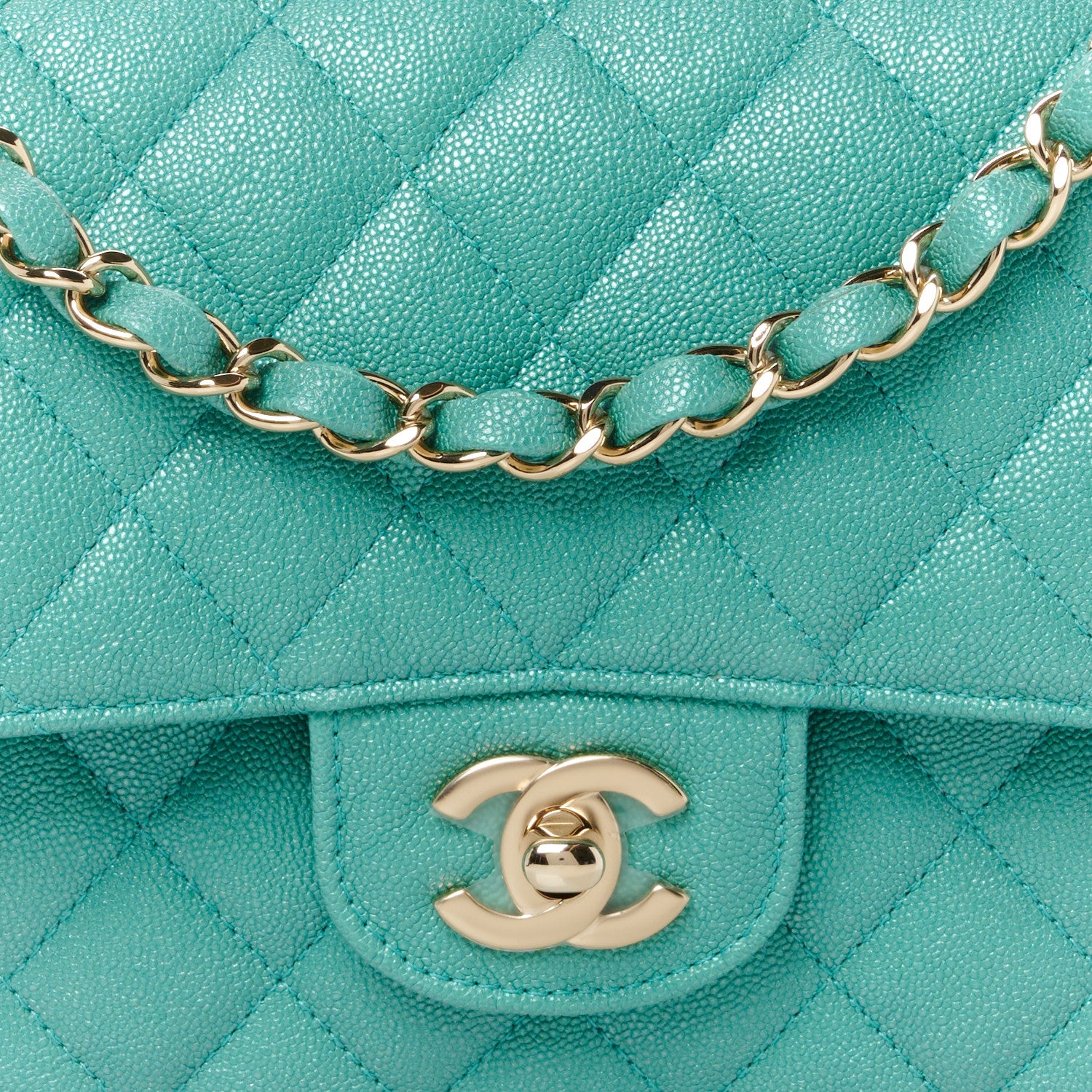 Chanel Iridescent Caviar Quilted Medium Double Flap Green 9 of 11