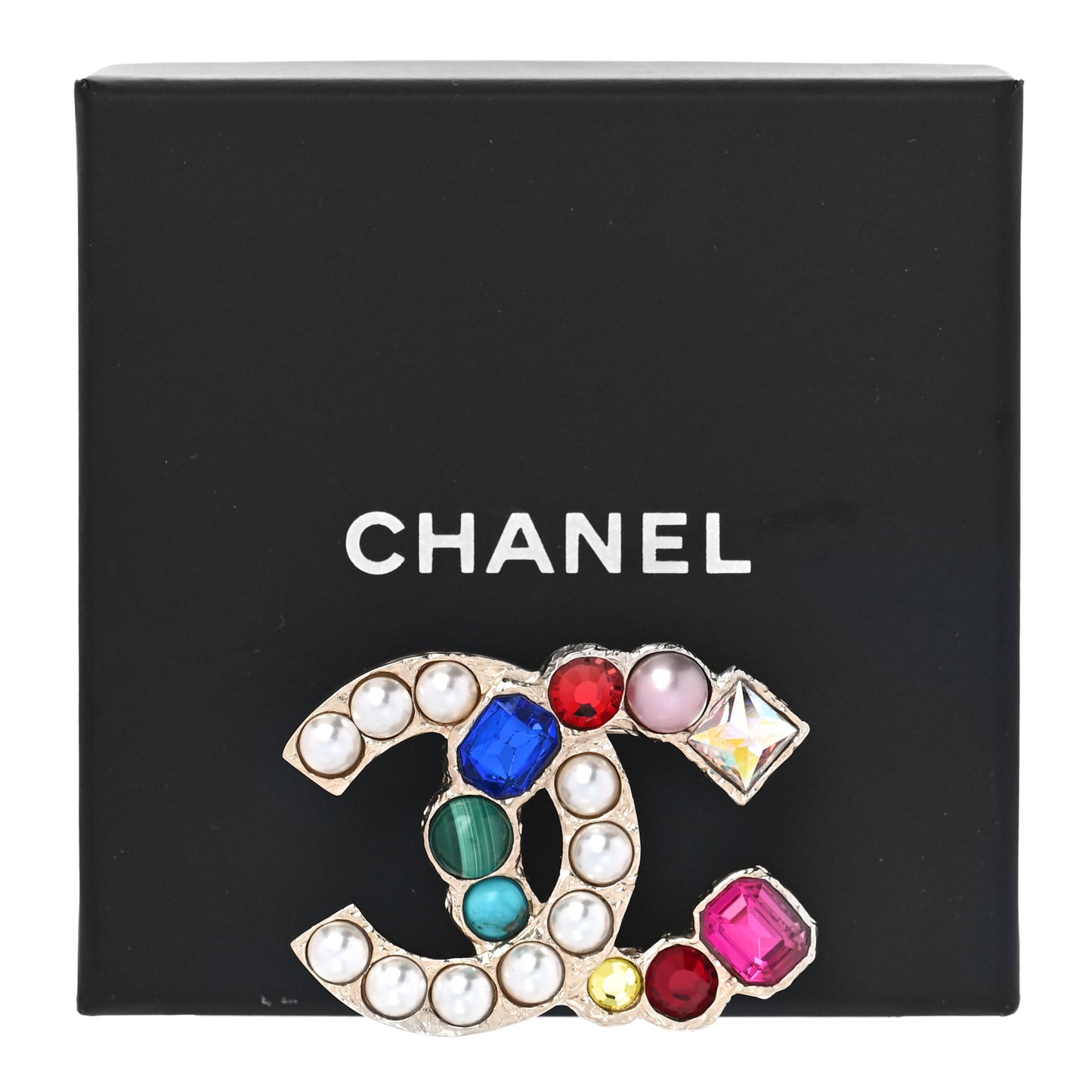 Pearl CC Crystal Brooch Gold Multicolor