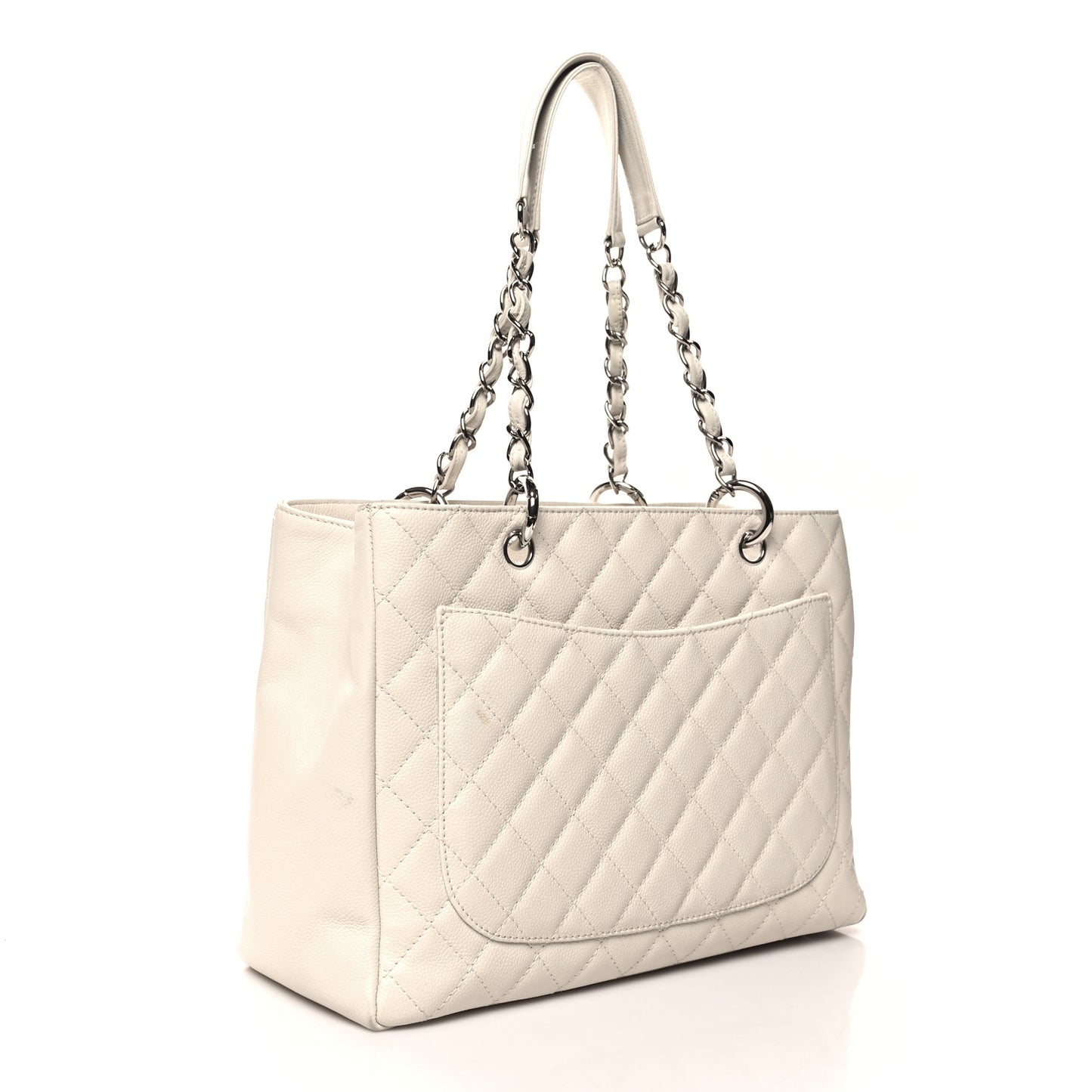 Caviar Quilted Grand Shopping Tote GST White