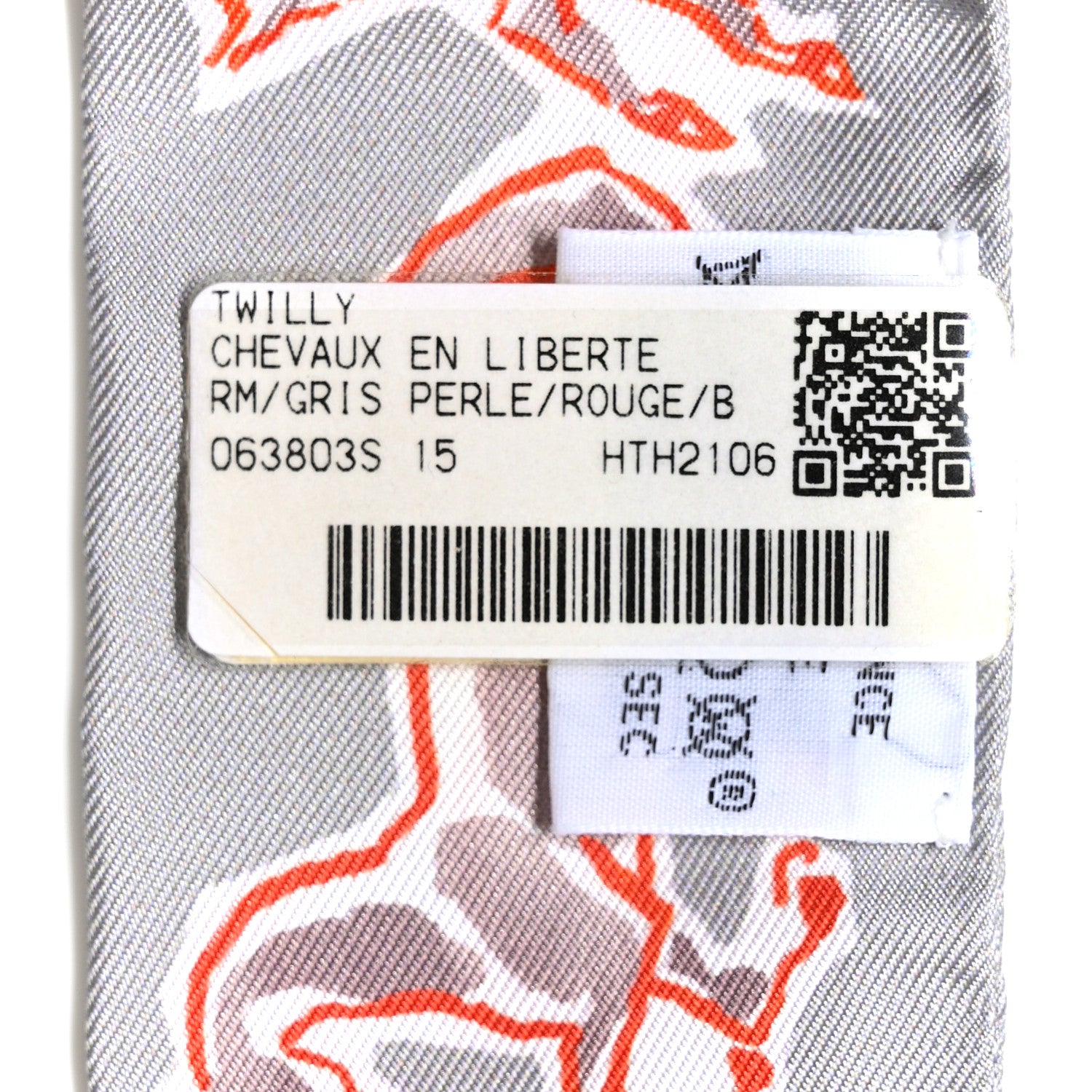 Hermes Silk Chevaux En Liberte Twilly Gris Perle Rouge White 3 of 4