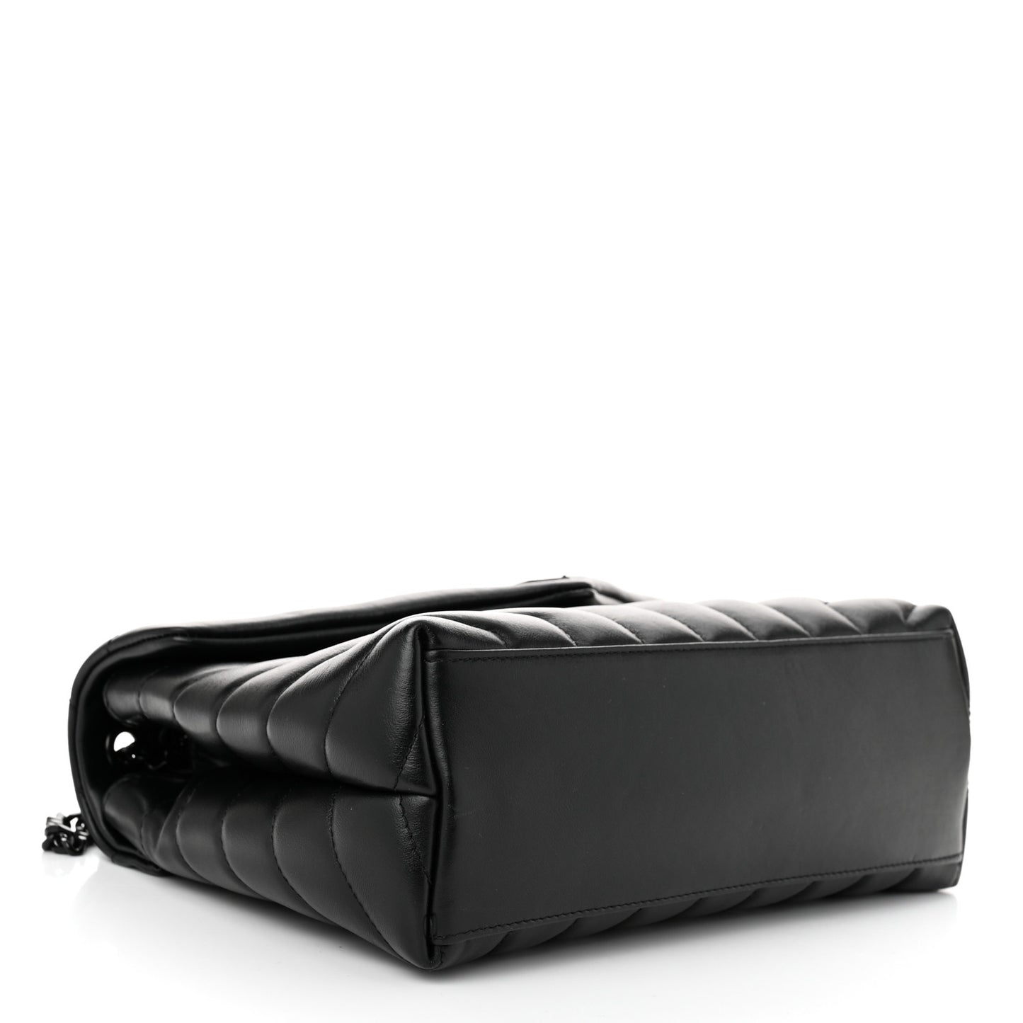 Calfskin Y Quilted Monogram Monochrome Small Loulou Chain Satchel Black
