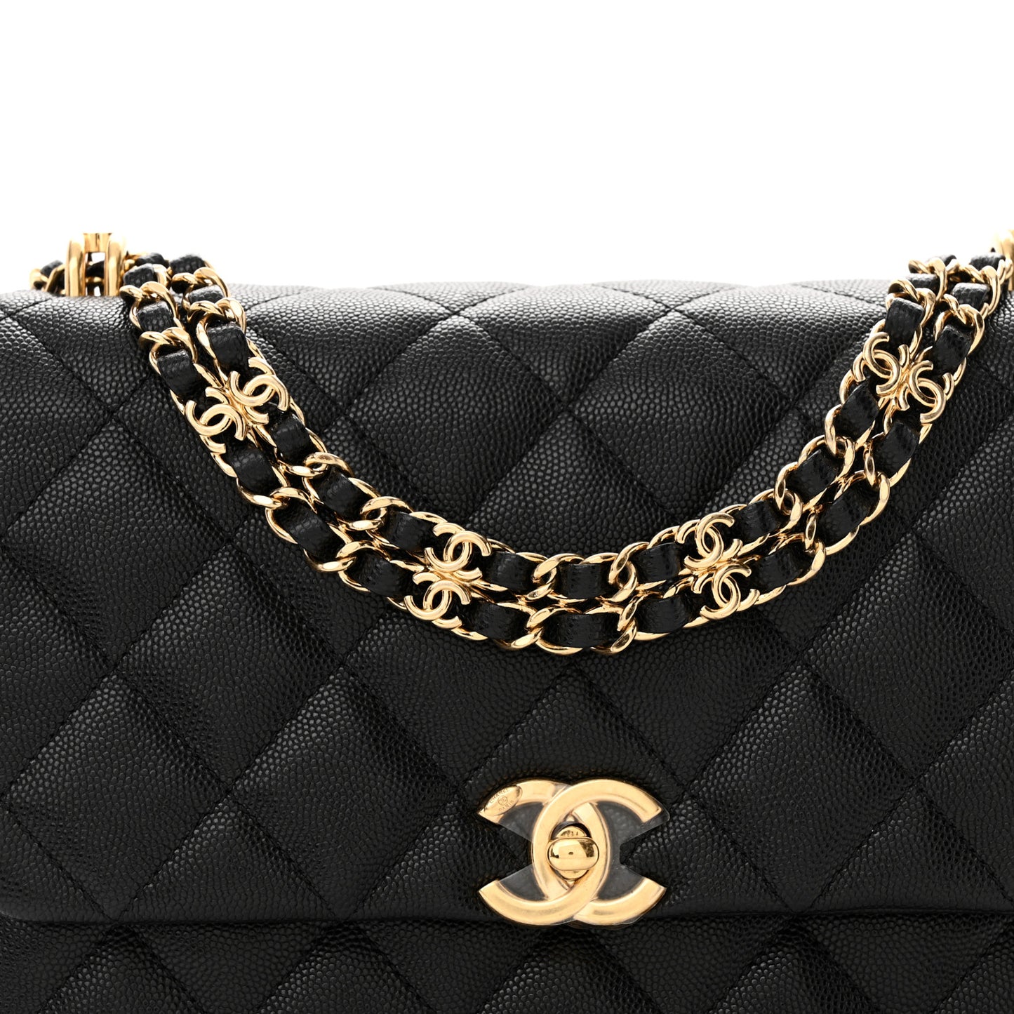 Caviar Quilted Coco First Flap Black