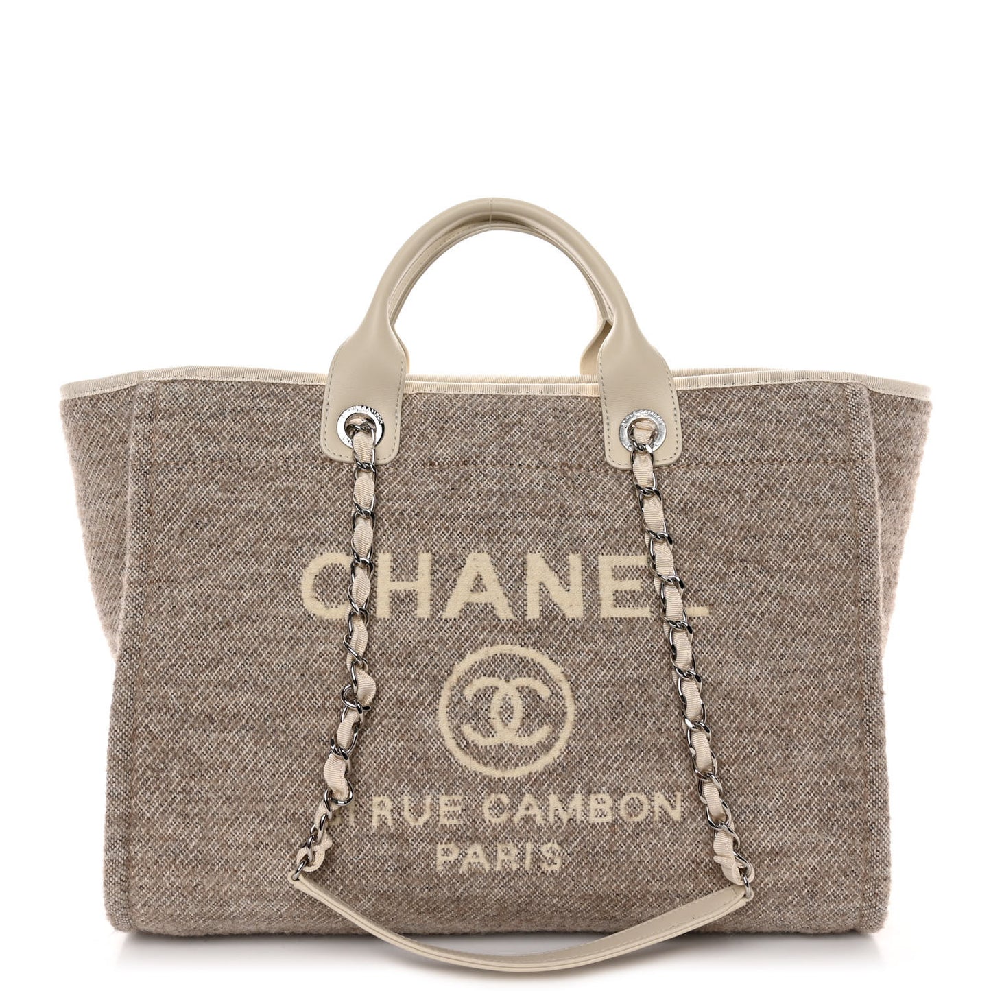Mixed Fibers Calfskin Medium Deauville Tote Light Grey