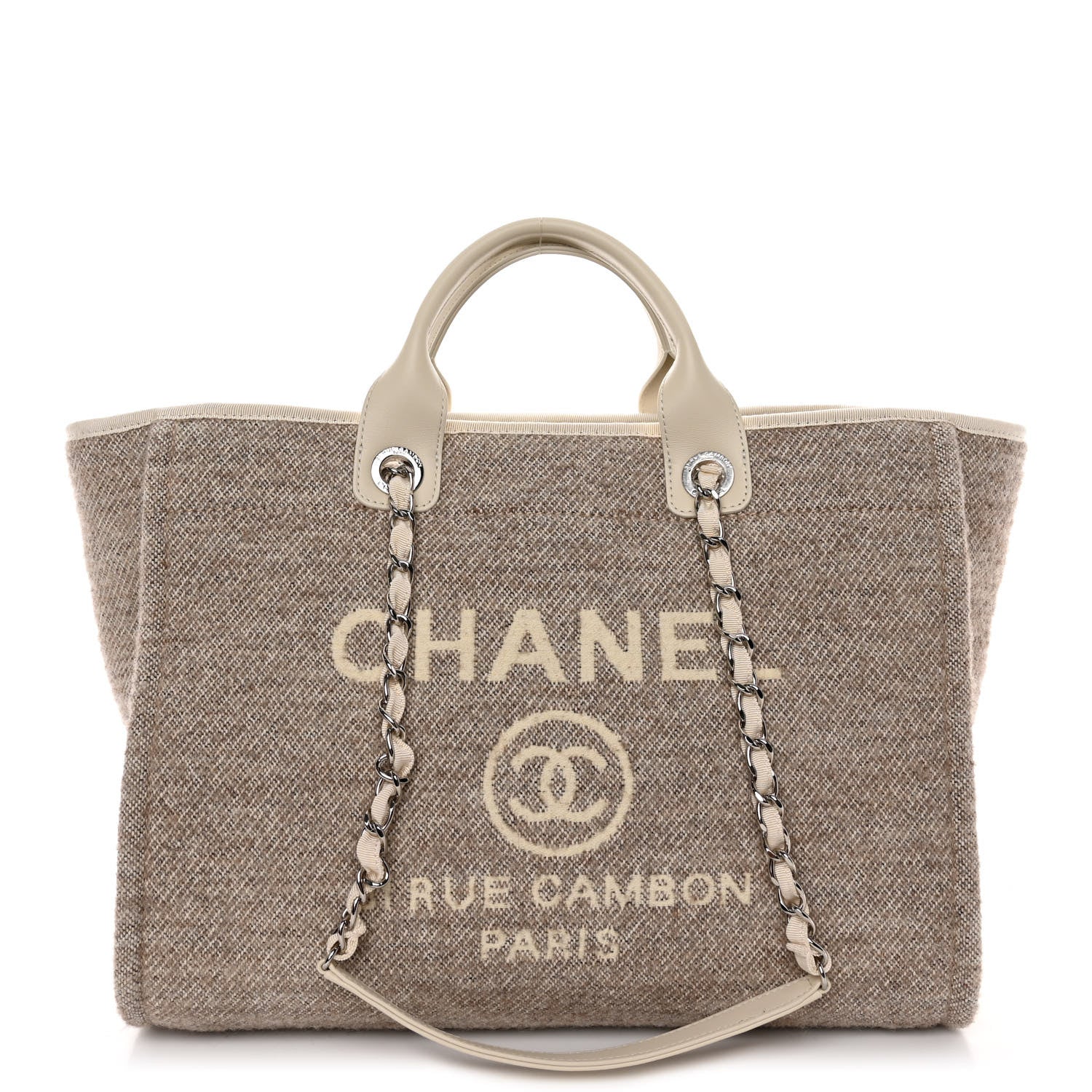 Chanel Mixed Fibers Calfskin Medium Deauville Tote Light Grey 1 of 10