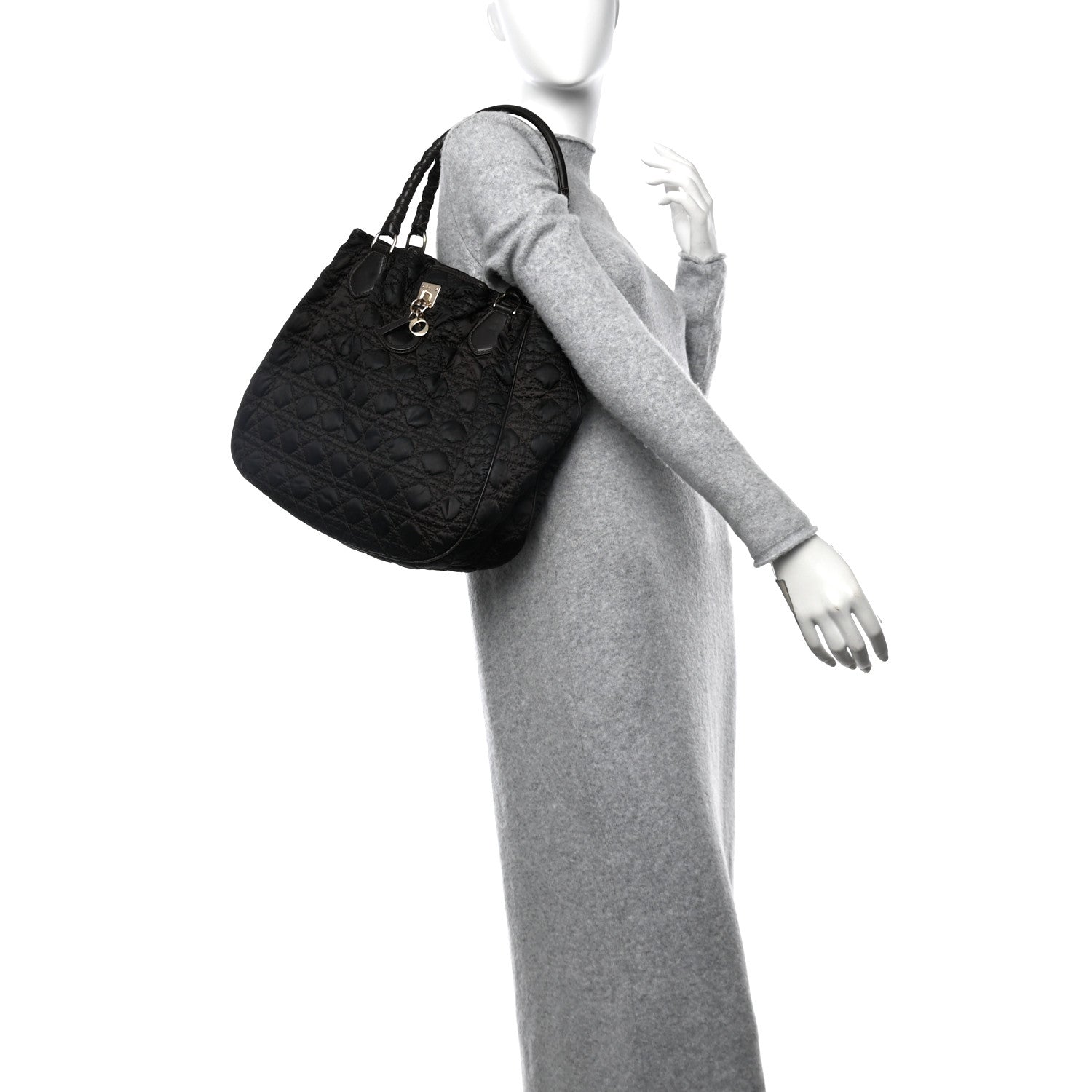 Christian Dior Nylon Cannage Shopper Tote Brown 3 of 14