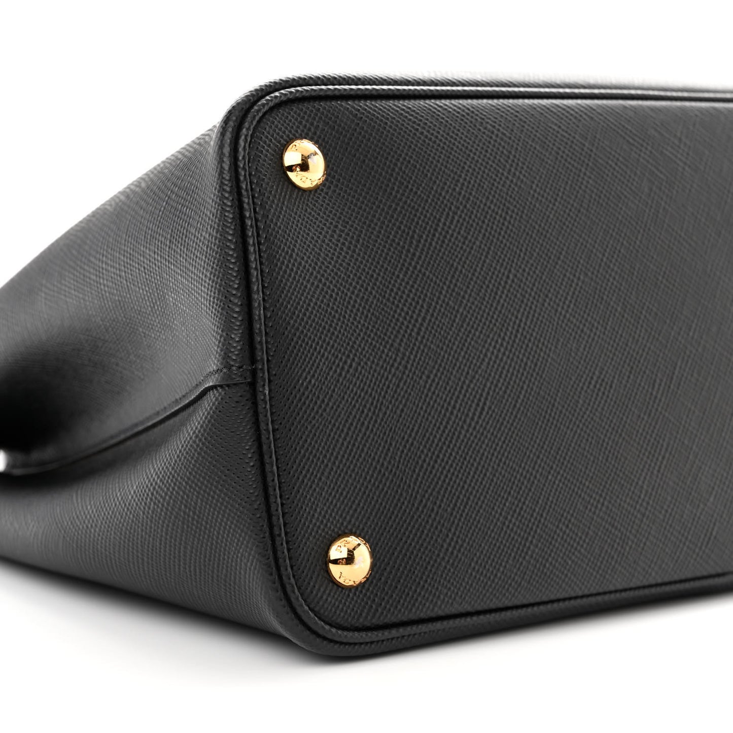 Saffiano Cuir Crocodile Medium Double Bag Black