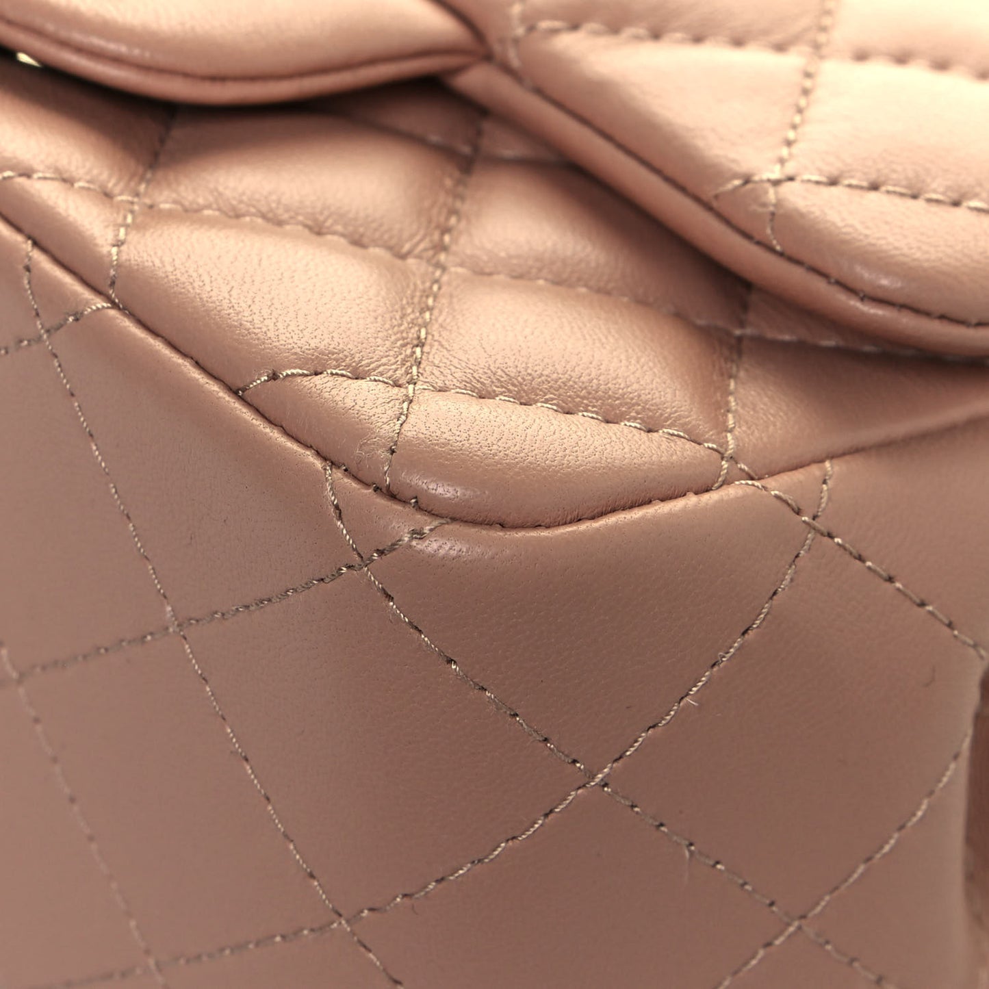 Lambskin Quilted Mini Square Flap Beige