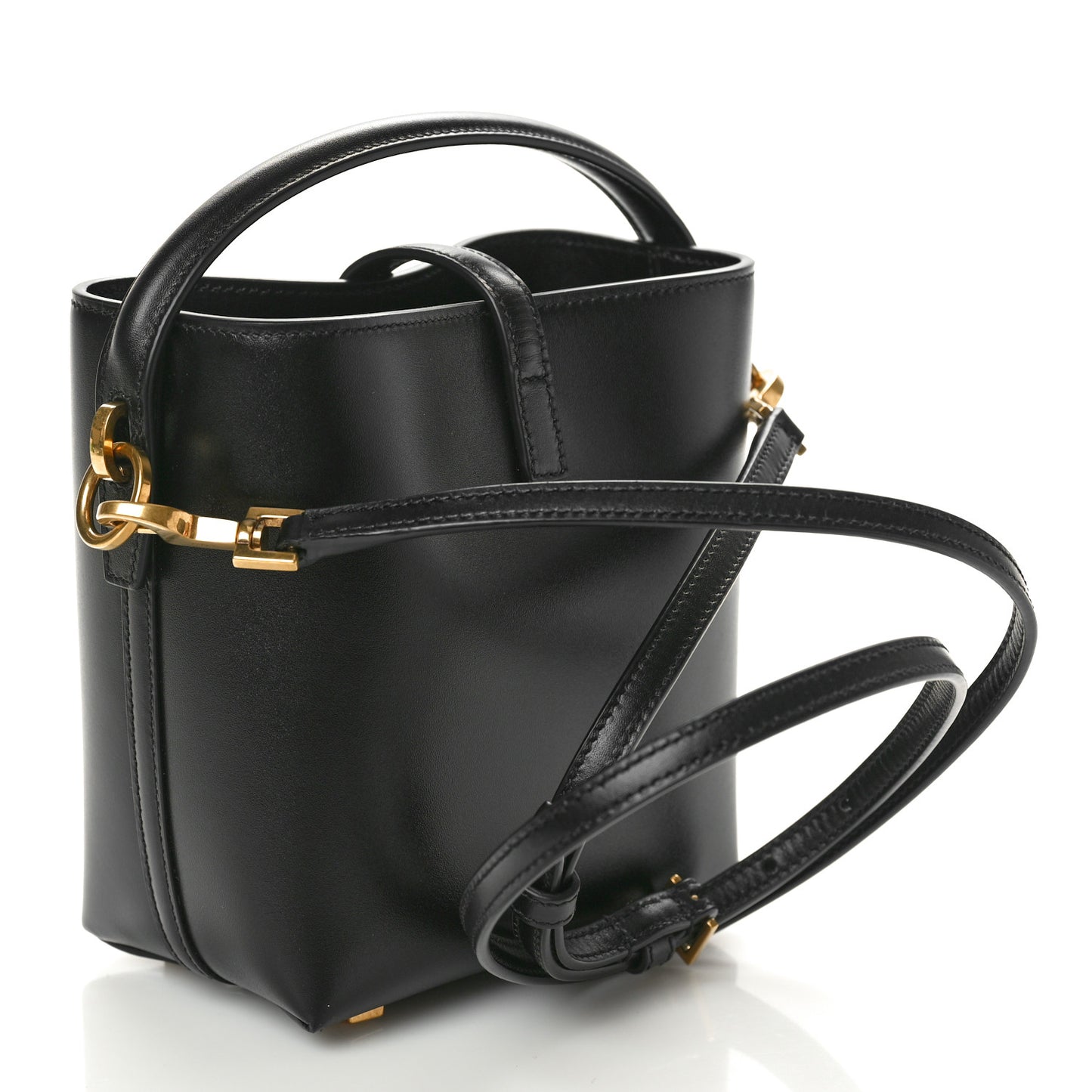 Shiny Calfskin Le 37 Mini Bucket Bag Black