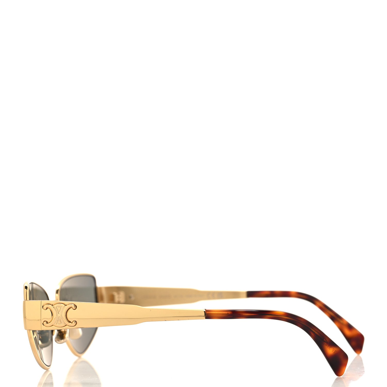 Celine Metal Triomphe Cat Eye Sunglasses CL40293U Gold Green 3 of 7