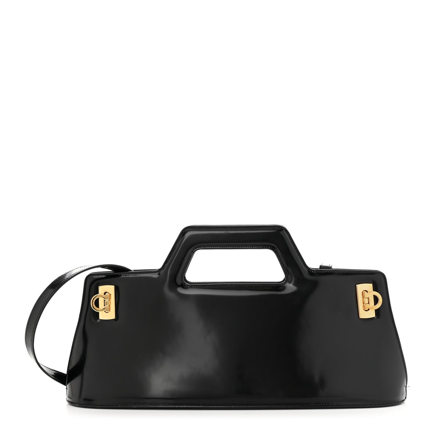 Brushed Off Calfskin Wanda East West Top Handle Bag Black