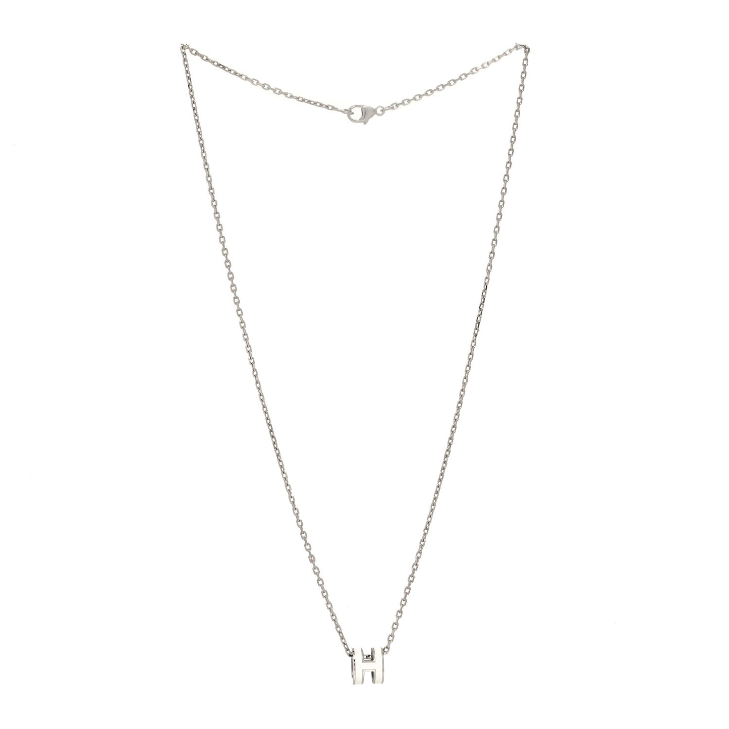 Lacquered Palladium Mini Pop H Pendant Necklace White