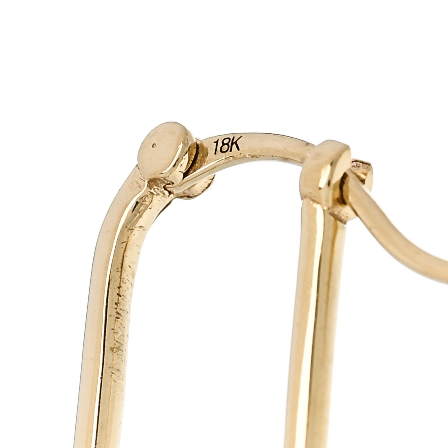 18K Yellow Gold Diamond Element Disk Petite Fob Link Earrings