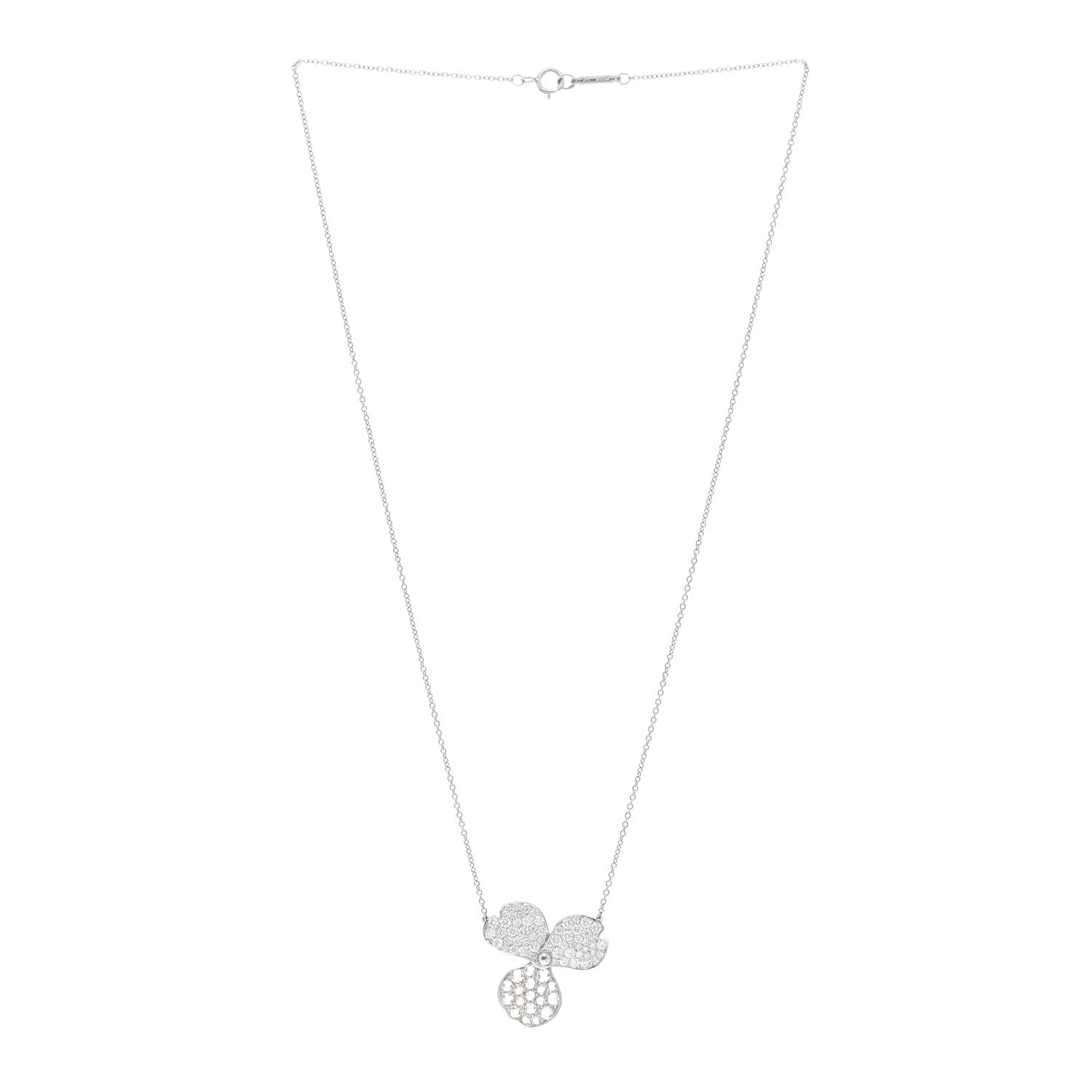Tiffany Platinum Diamond Large Paper Flowers Pave Pendant Necklace 3 of 5