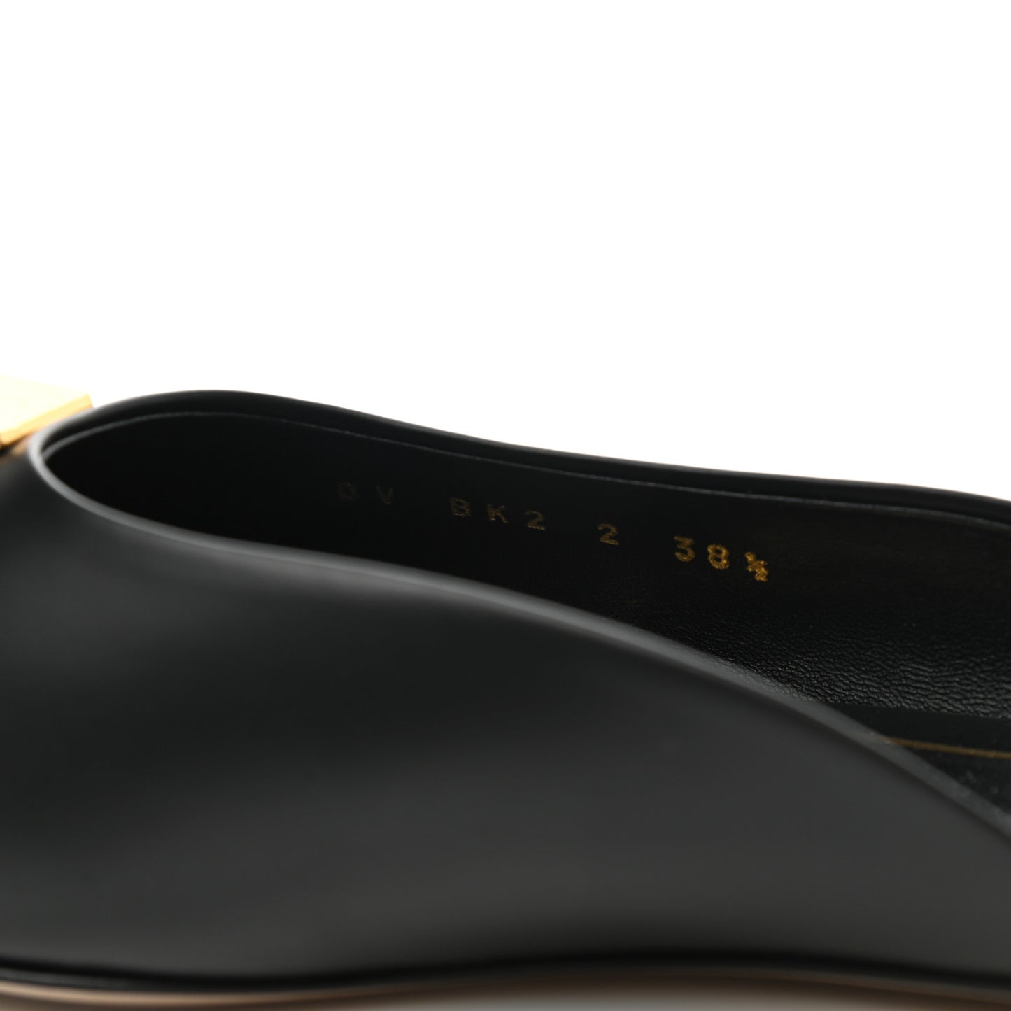 Calfskin Roman Stud Pointed Flat Mules 38.5 Black