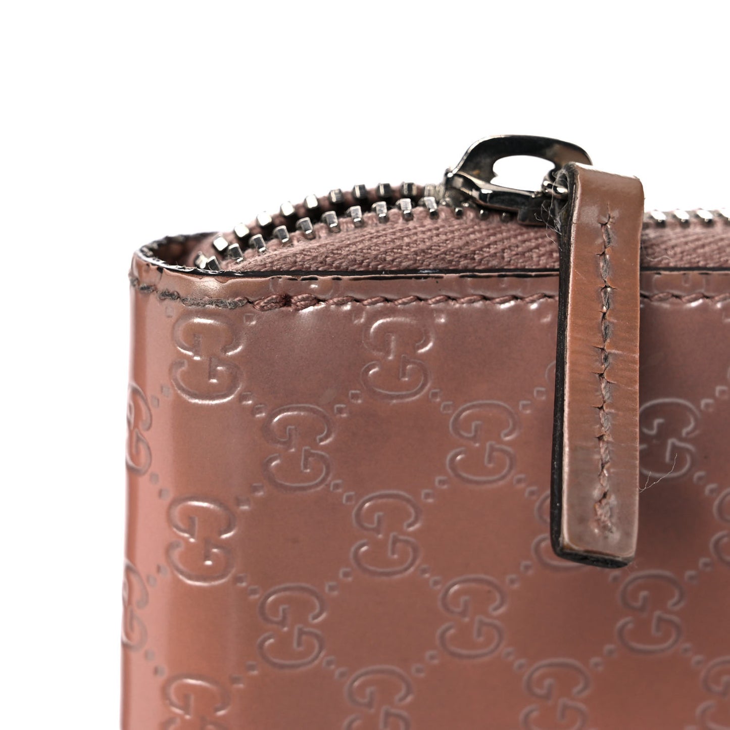 Patent Microguccissima Zip Around Wallet Pink