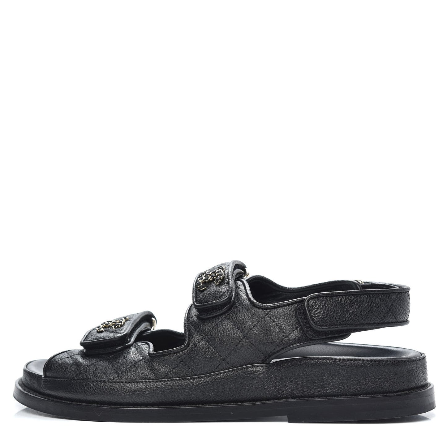 Grained Calfskin Velcro Dad Sandals 36.5 Black