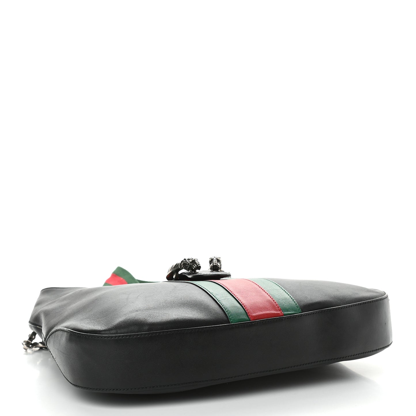 Calfskin Web Stripe Medium Dionysus Hobo Black