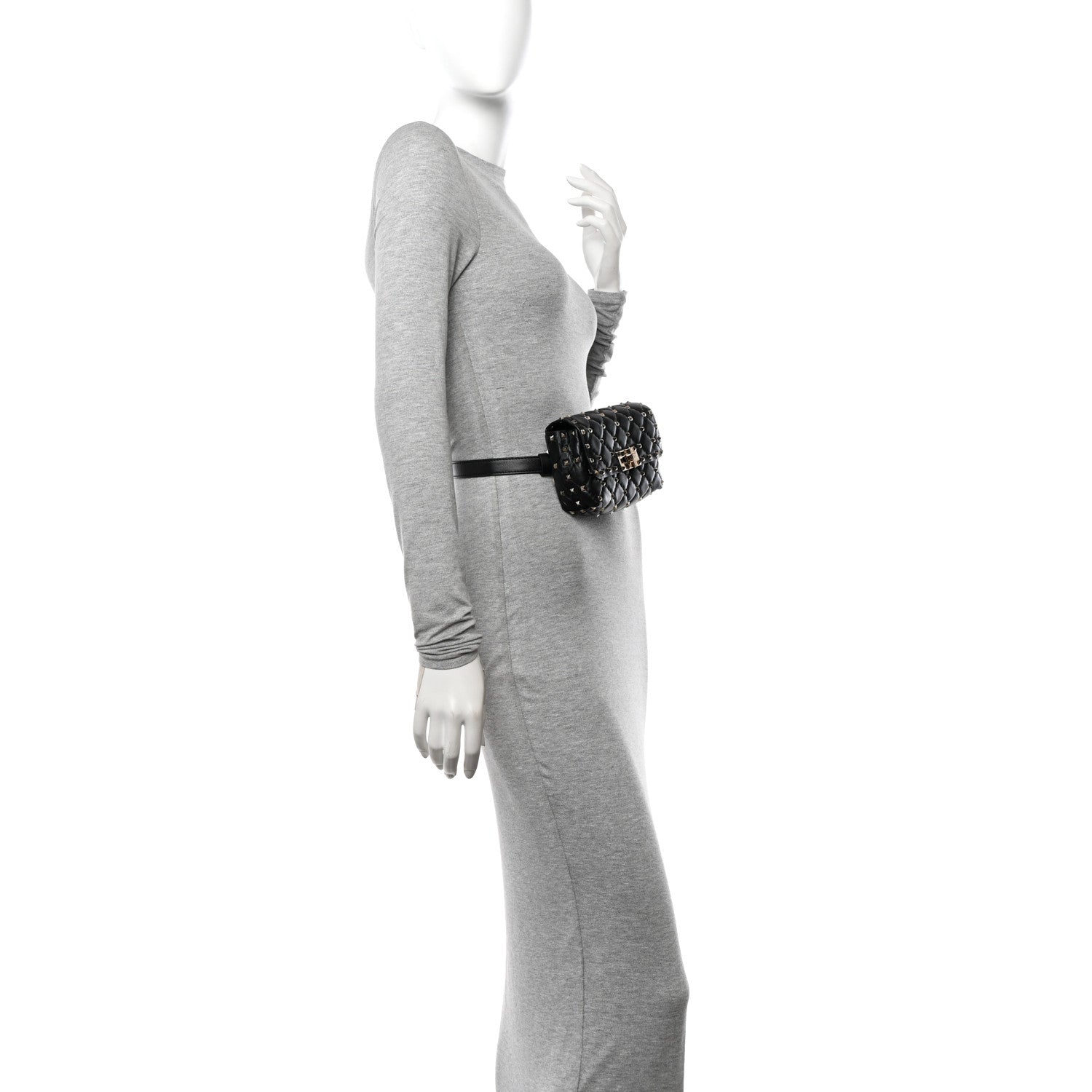 Valentino Garavani Lambskin Rockstud Spike Belt Bag 85 Black 2 of 10