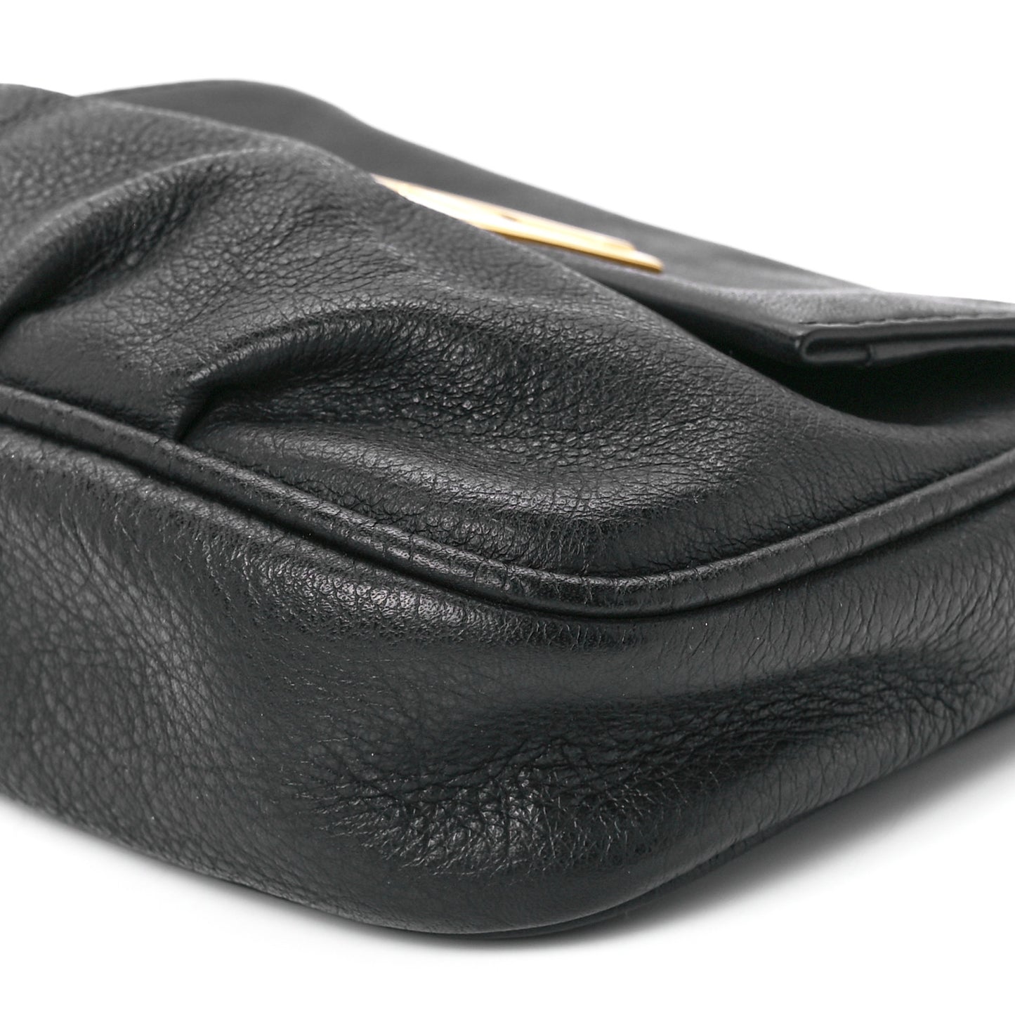 Vitello Flamingo Fendista Pouchette Crossbody Black