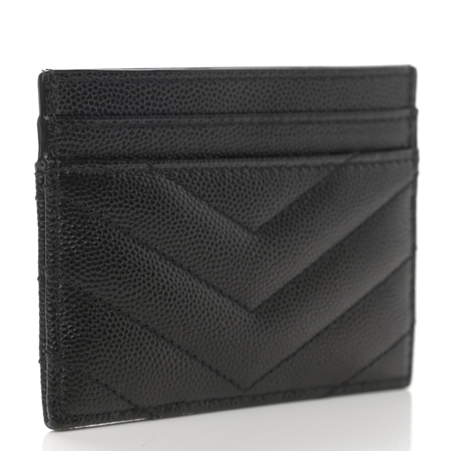 Grain De Poudre Matelasse Chevron Monogram Credit Card Case Black