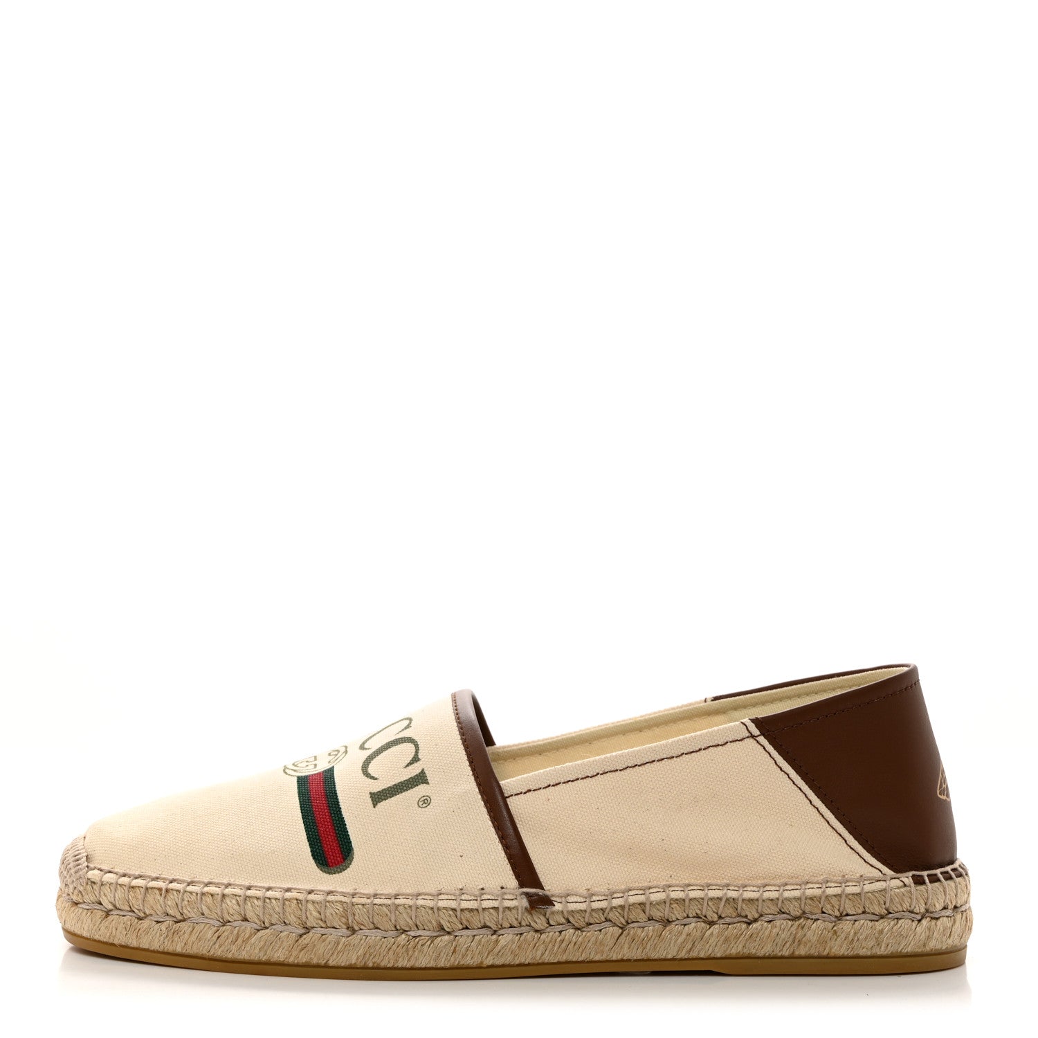 Gucci Canvas Miro Soft Calfskin Logo Mens Espadrilles 10 Greggio Cuir 1 of 10