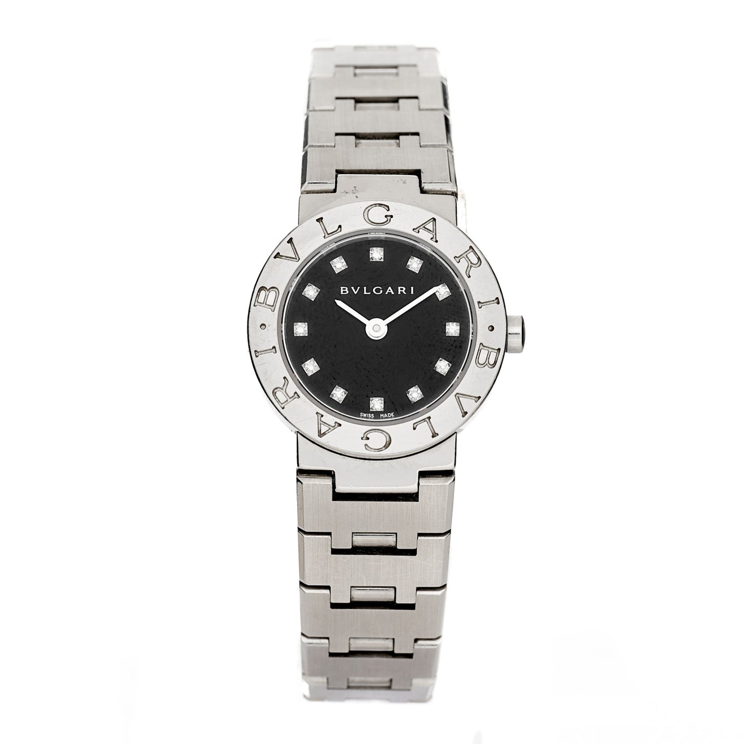 Stainless Steel Diamond 23mm Quartz Watch Black