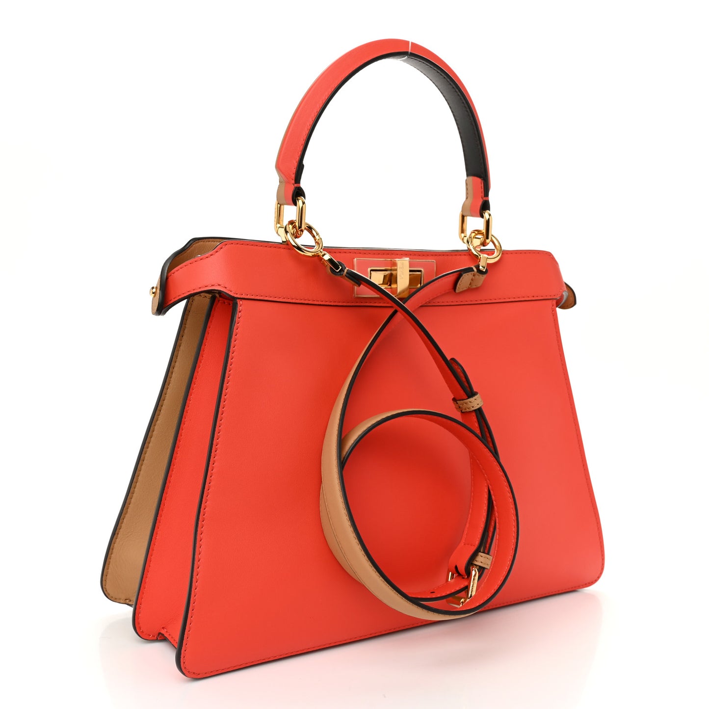 Vitello Seta Nappa Plexiglass Bi-Color Medium Peekaboo I SEE U Satchel Miele Scuro Tulipano