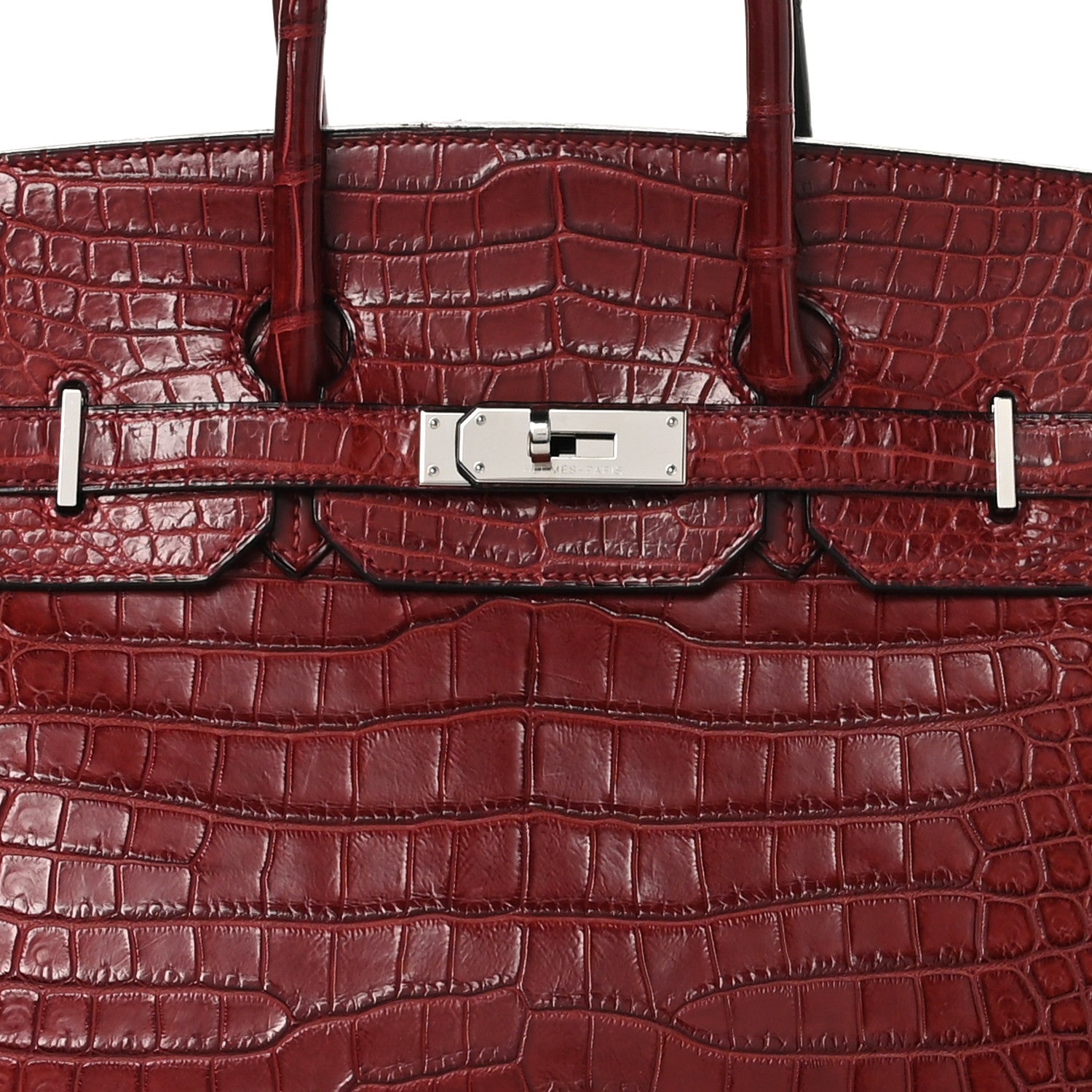 Hermes Matte Porosus Crocodile Birkin 35 Rouge H 8 of 10