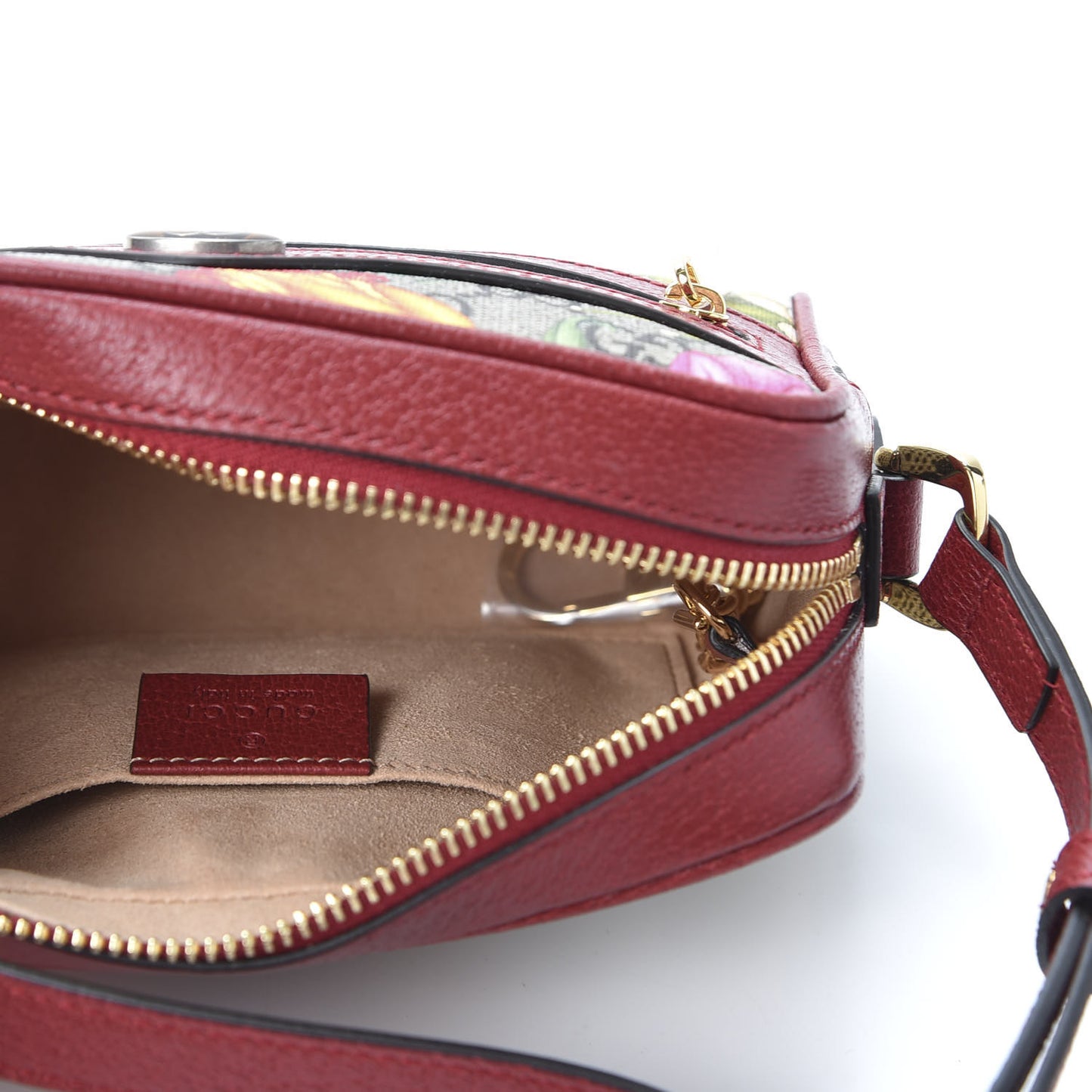 GG Supreme Monogram Flora Web Mini Ophidia Shoulder Bag Red