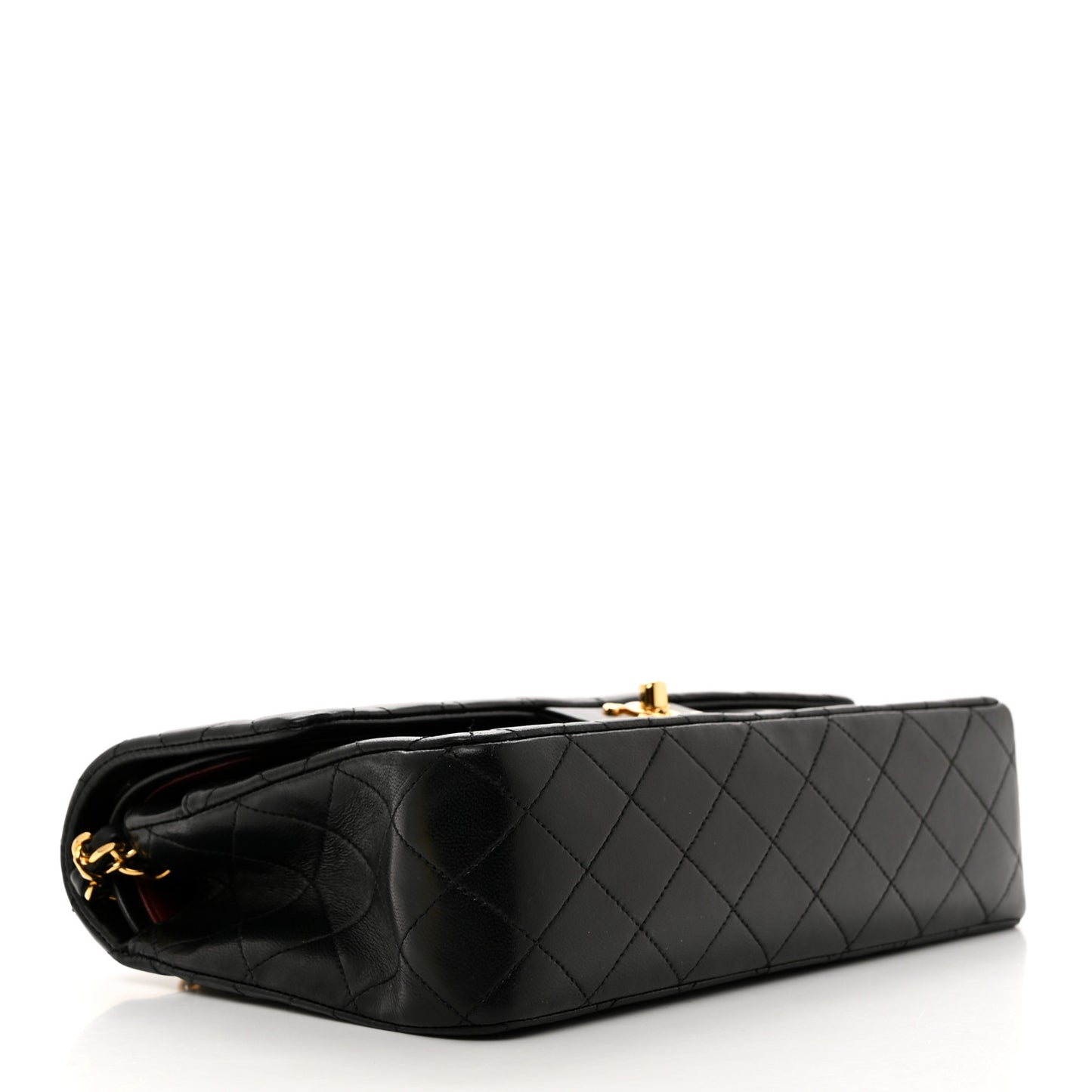 Lambskin Quilted Medium Double Flap Black