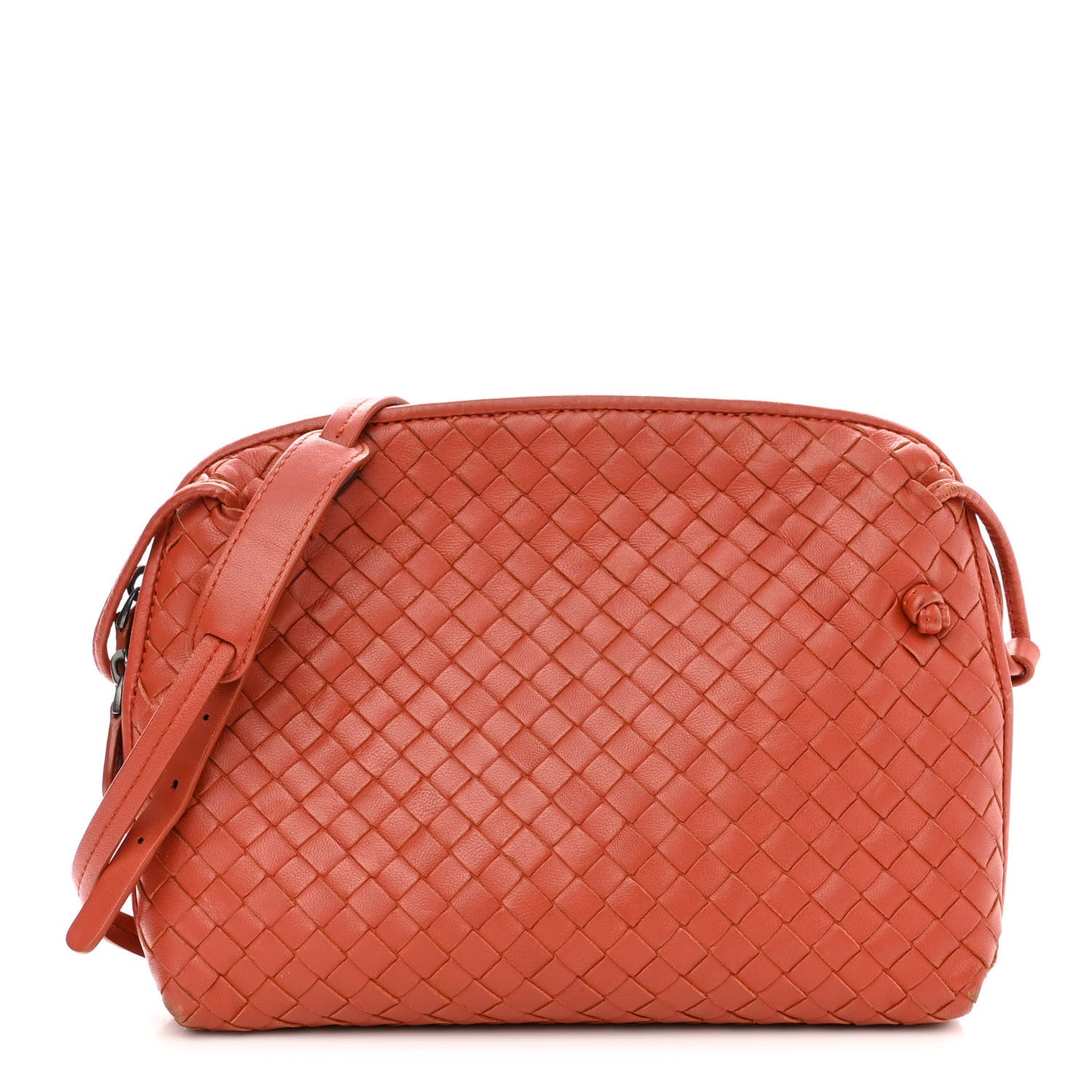 Nappa Intrecciato Nodini Crossbody Messenger Red