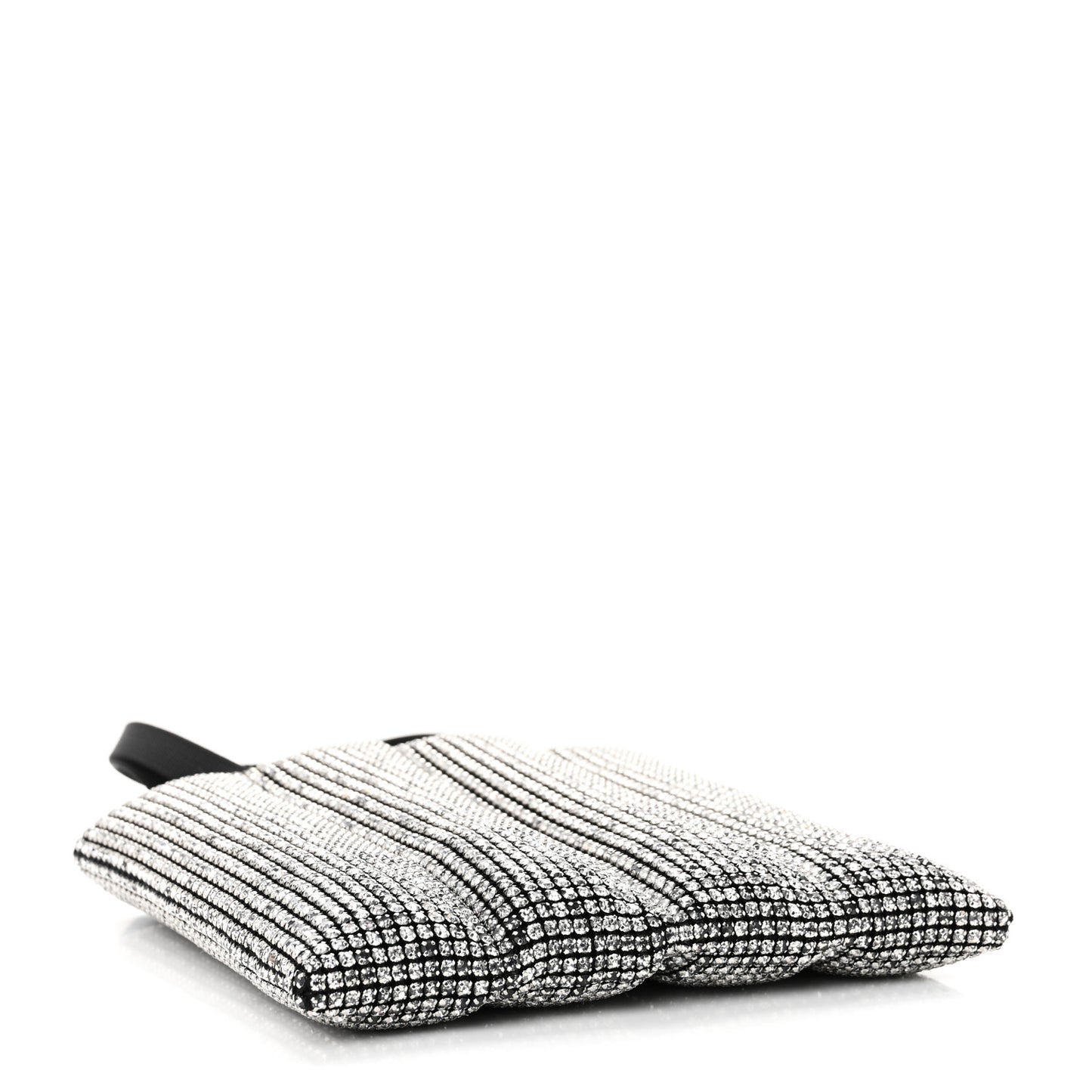 Mesh Crystal Rhinestone Quilted Heiress Tote Black White
