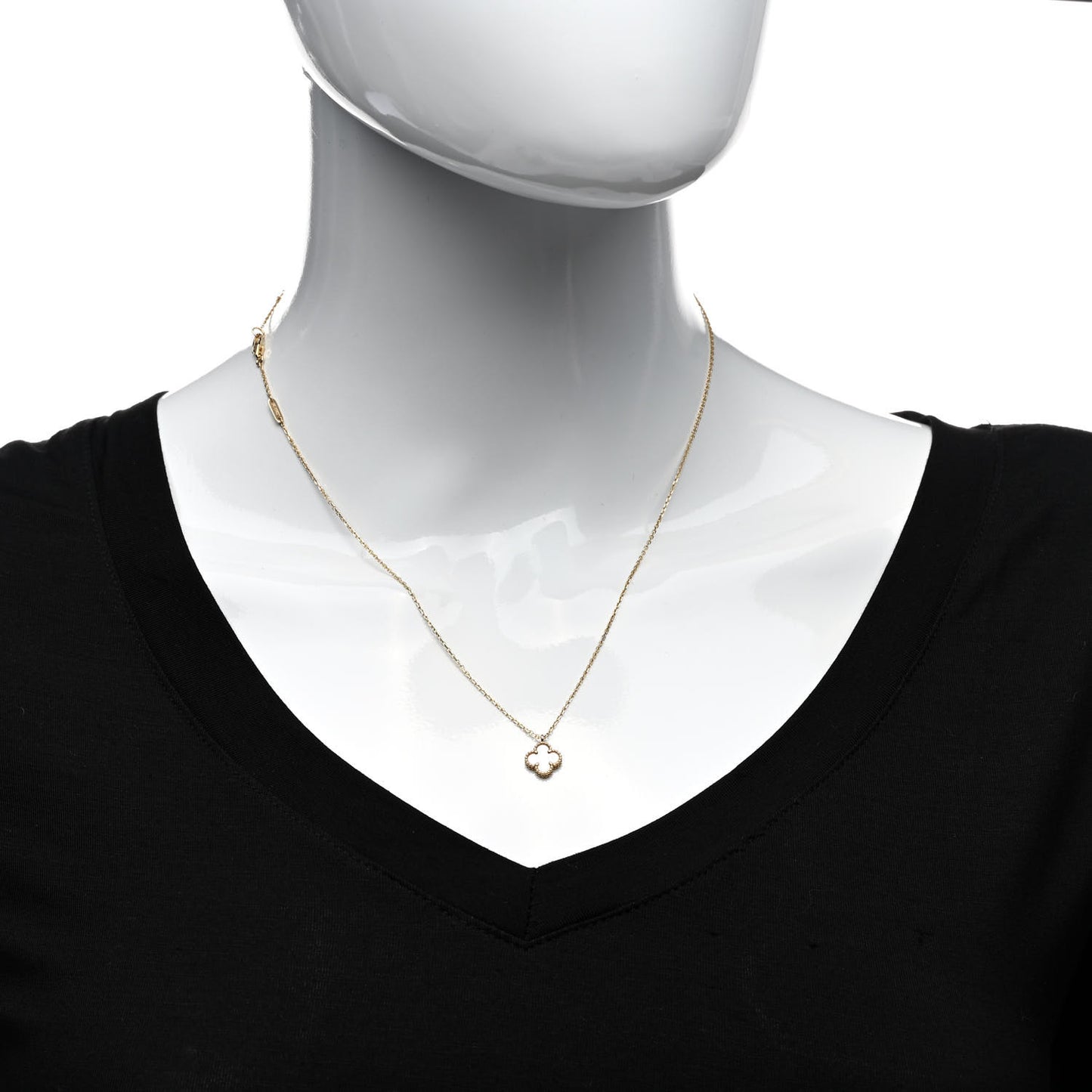 18K Yellow Gold Mother of Pearl Sweet Alhambra Pendant Necklace