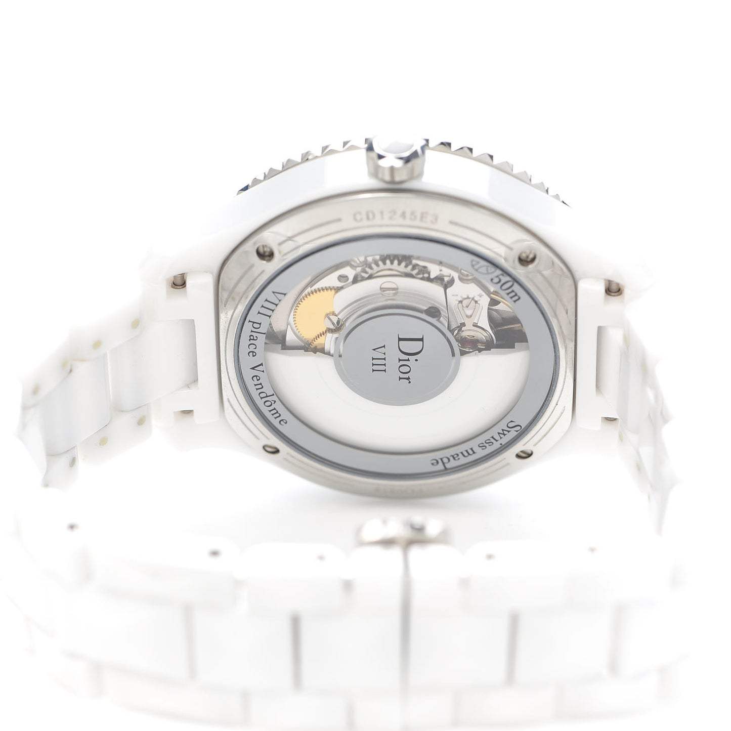 Stainless Steel Ceramic Diamond 38mm Dior VIII Automatic Watch White