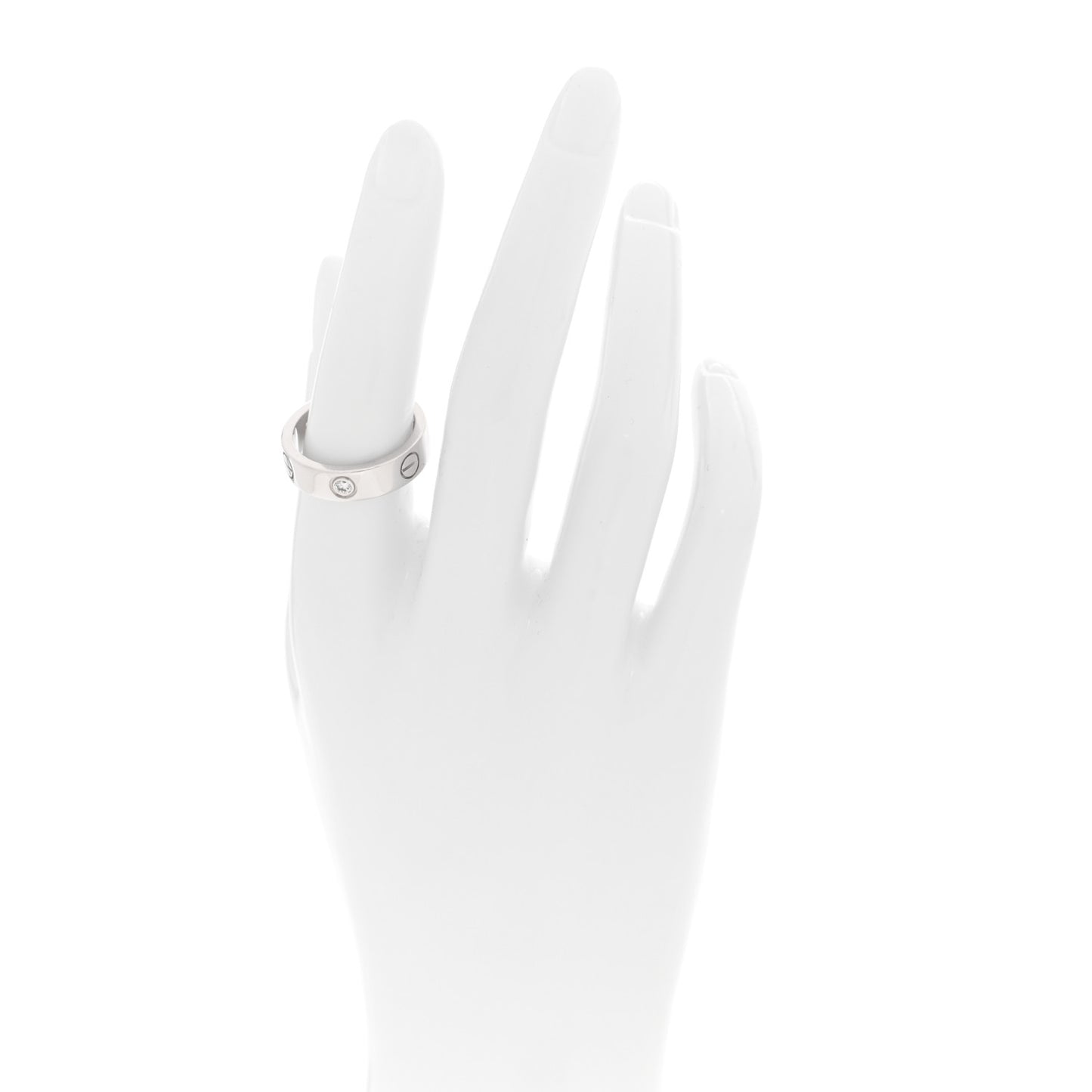 18K White Gold 3 Diamond 5.5mm LOVE Ring 55 7.25