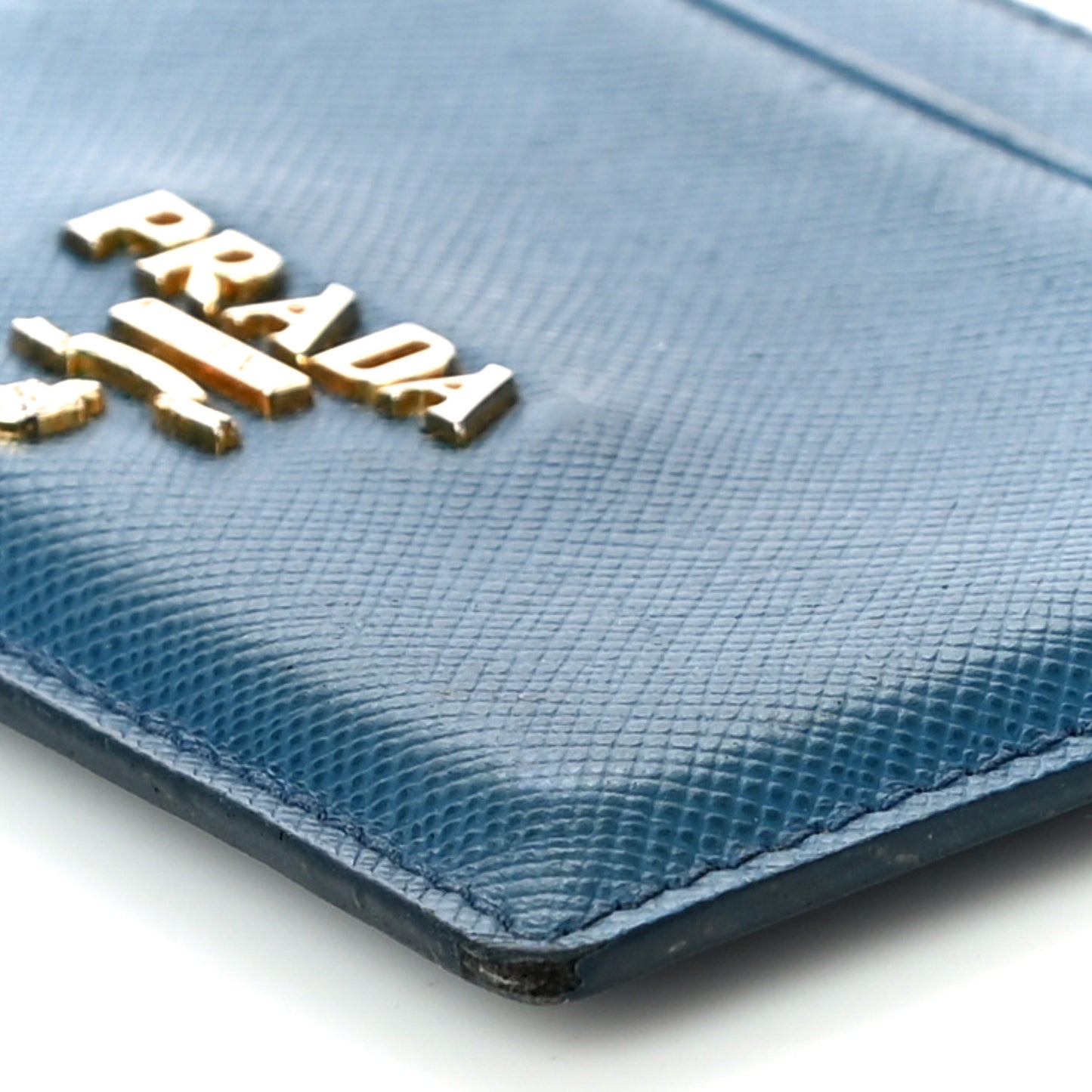 Saffiano Vernice Metal Card Case Blue