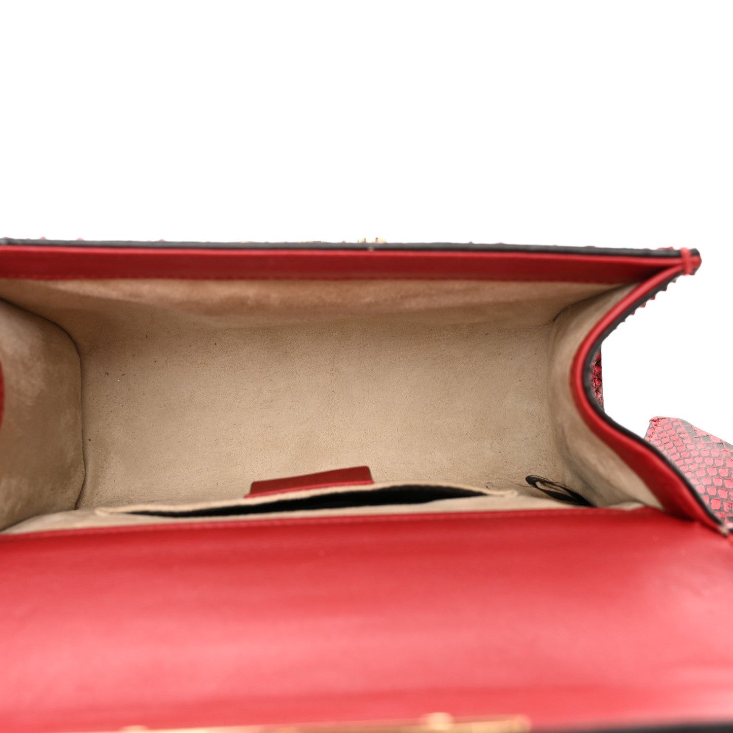 Snakeskin Small Padlock Shoulder Bag Red