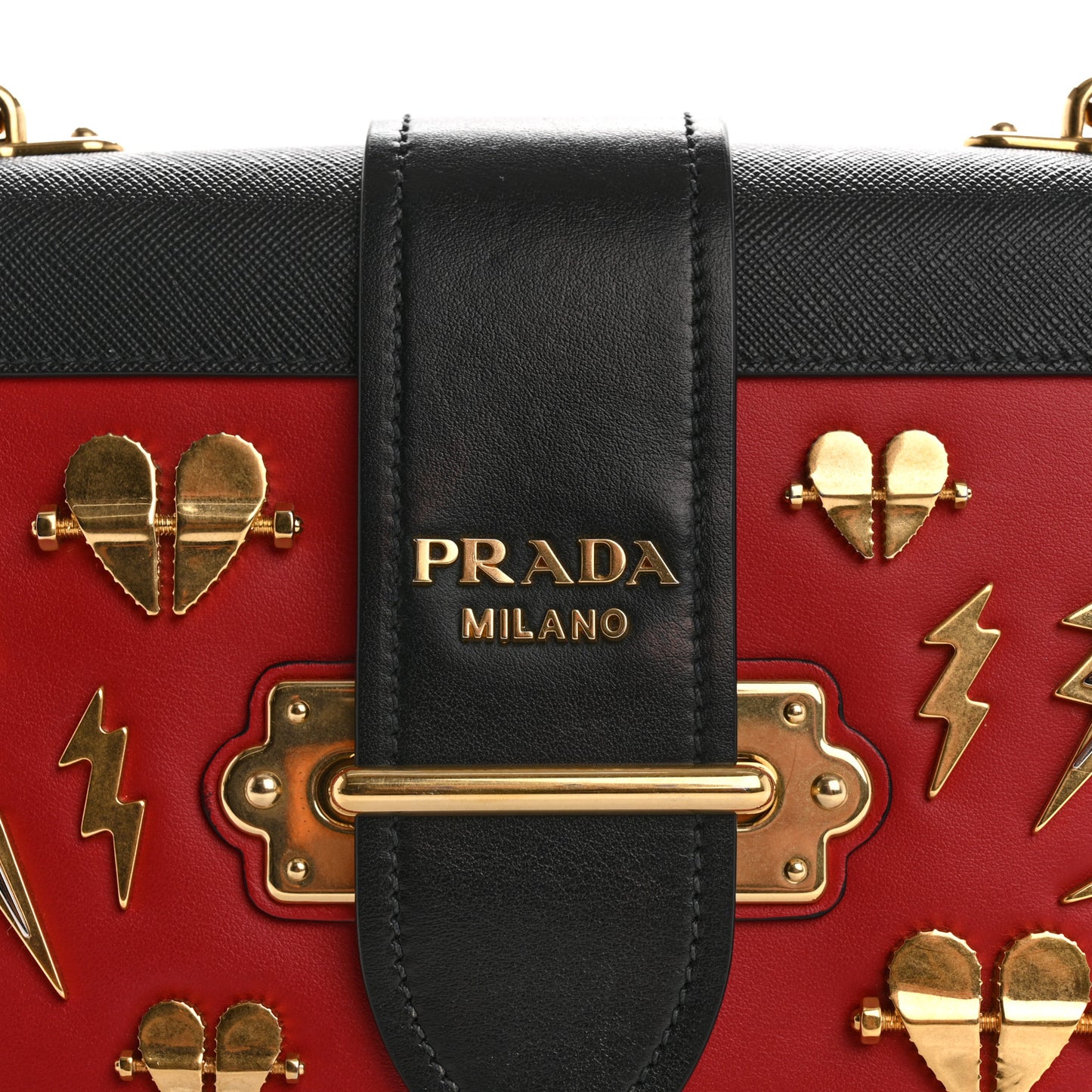 City Calfskin Saffiano Cahier Hearts Bag Fuoco Black