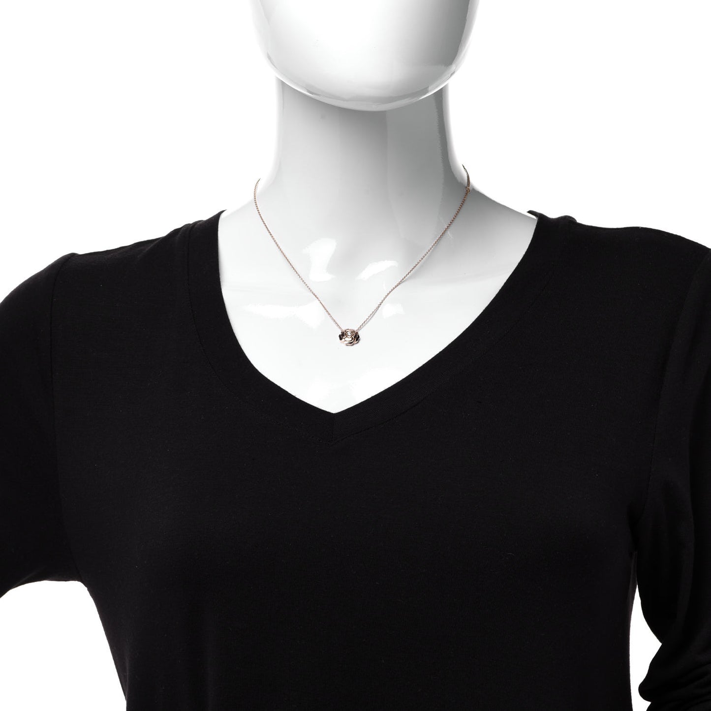 18K Rose Gold Diamond Extrait de Camelia Pendant Necklace