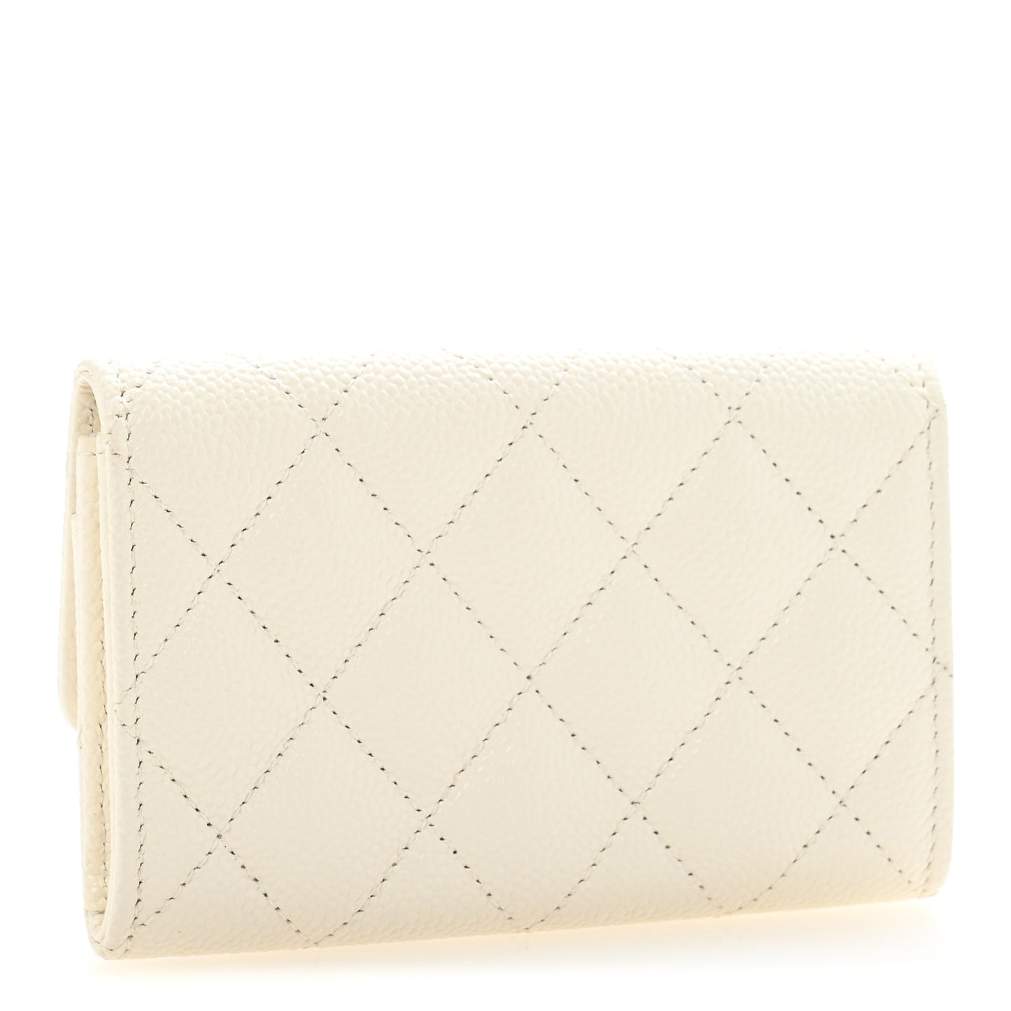Caviar Quilted Multi Chain CC Flap Card Holder White
