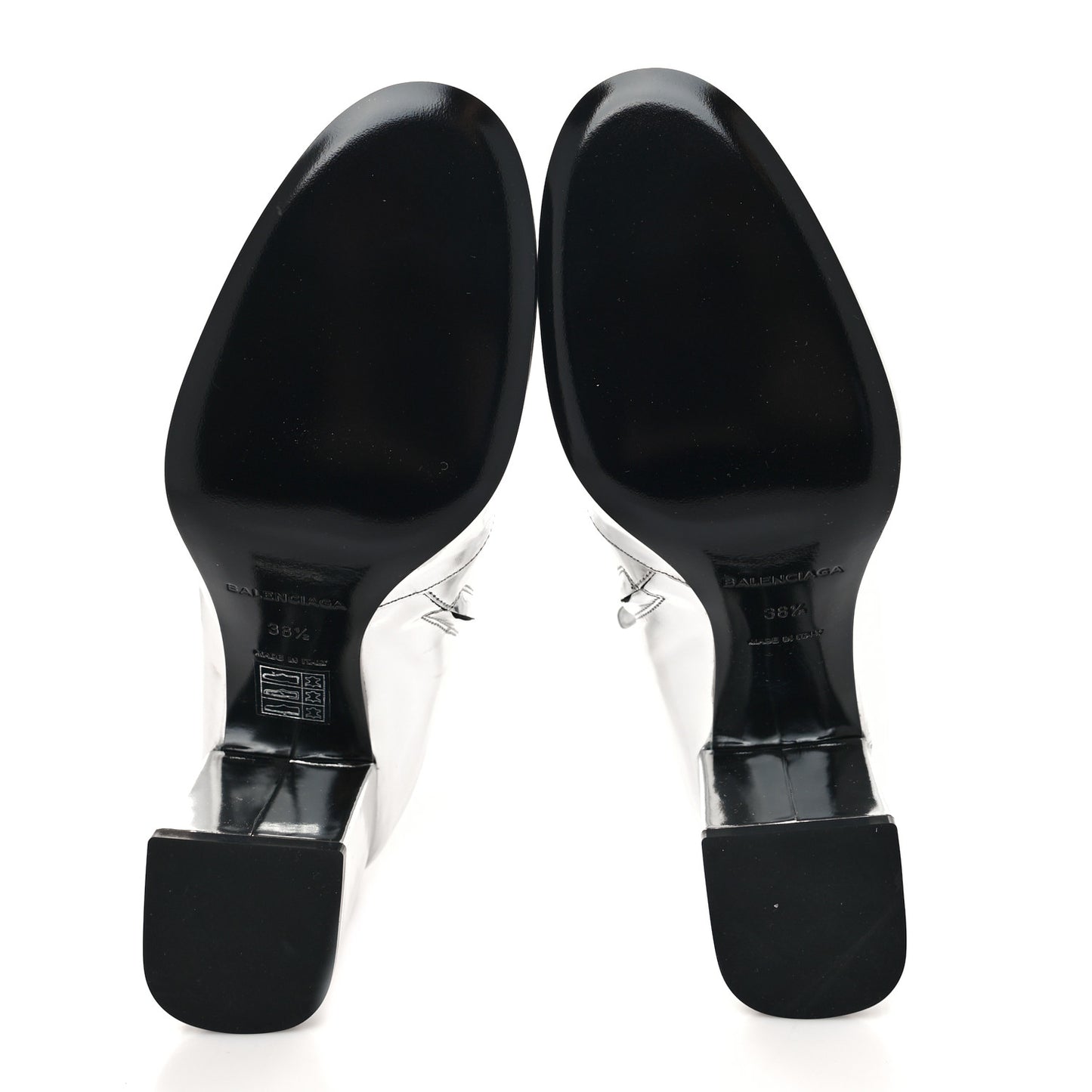 Miroir Calfskin Ankle Booties 38.5 Argent