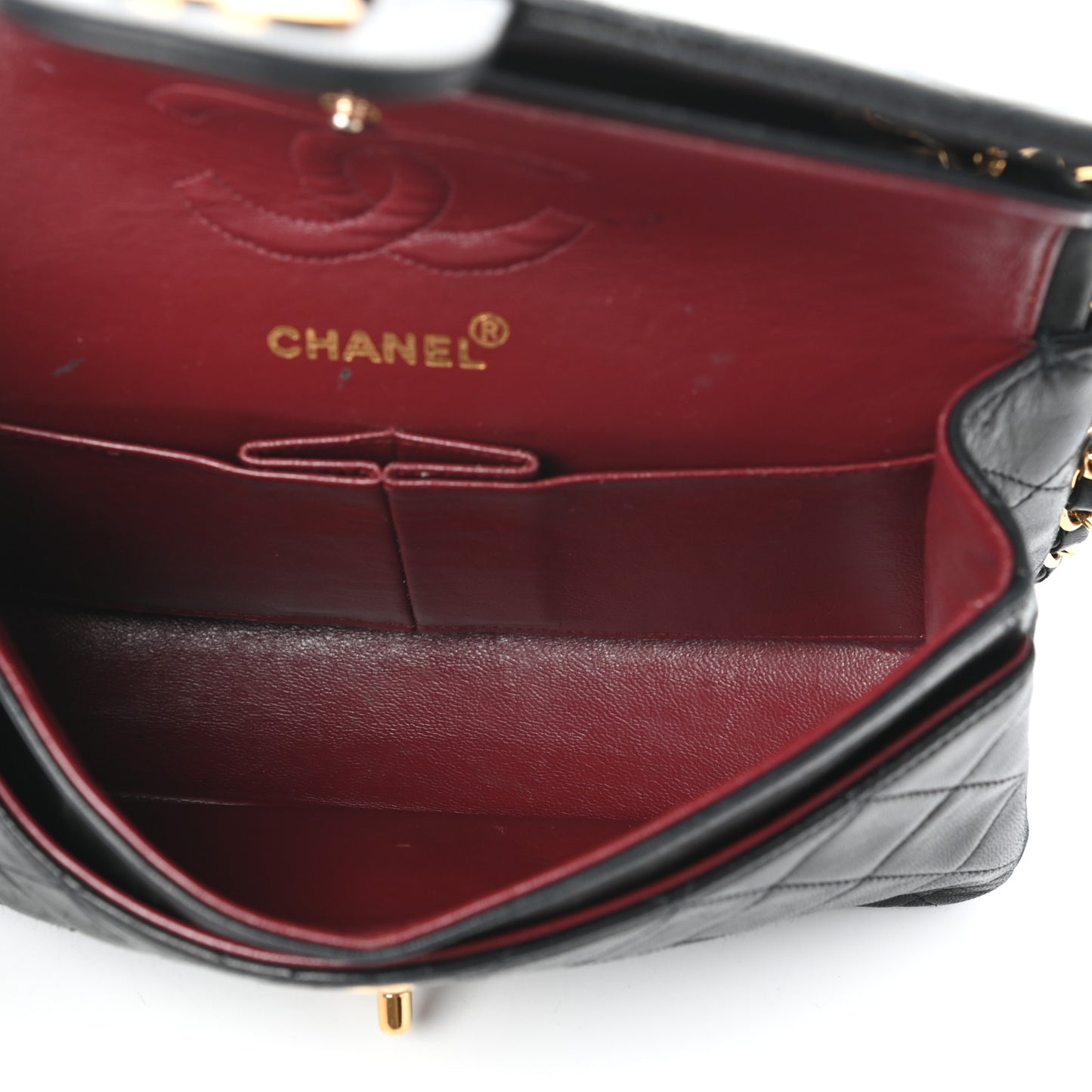 Lambskin Quilted Small Double Flap Black