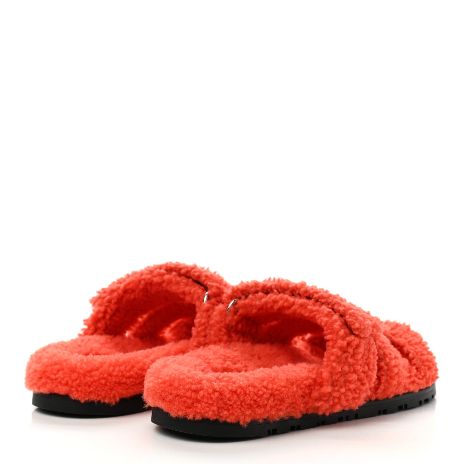 Hermes Woolskin Womens Chypre Sandals 36.5 Orange 4 of 8