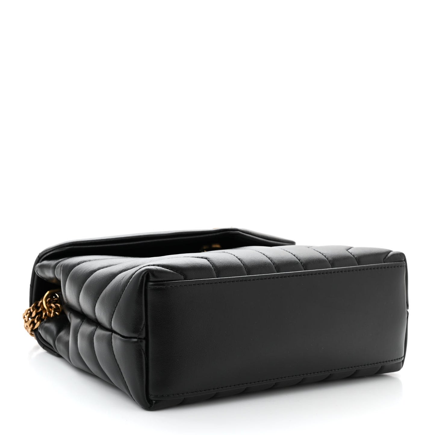 Calfskin Y Quilted Monogram Small Loulou Chain Satchel Black