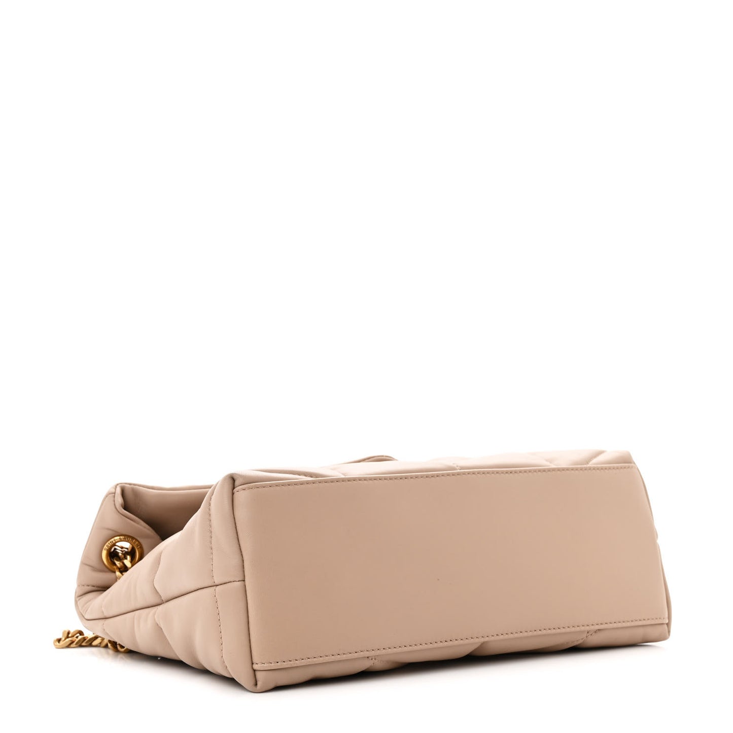 Lambskin Quilted Small Loulou Puffer Monogram Chain Satchel Dark Beige