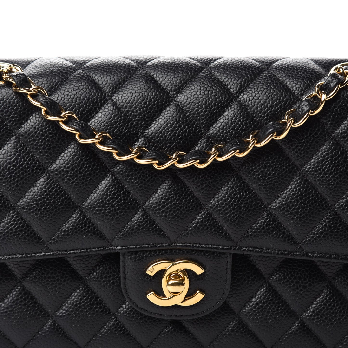 Caviar Quilted Medium Double Flap Black
