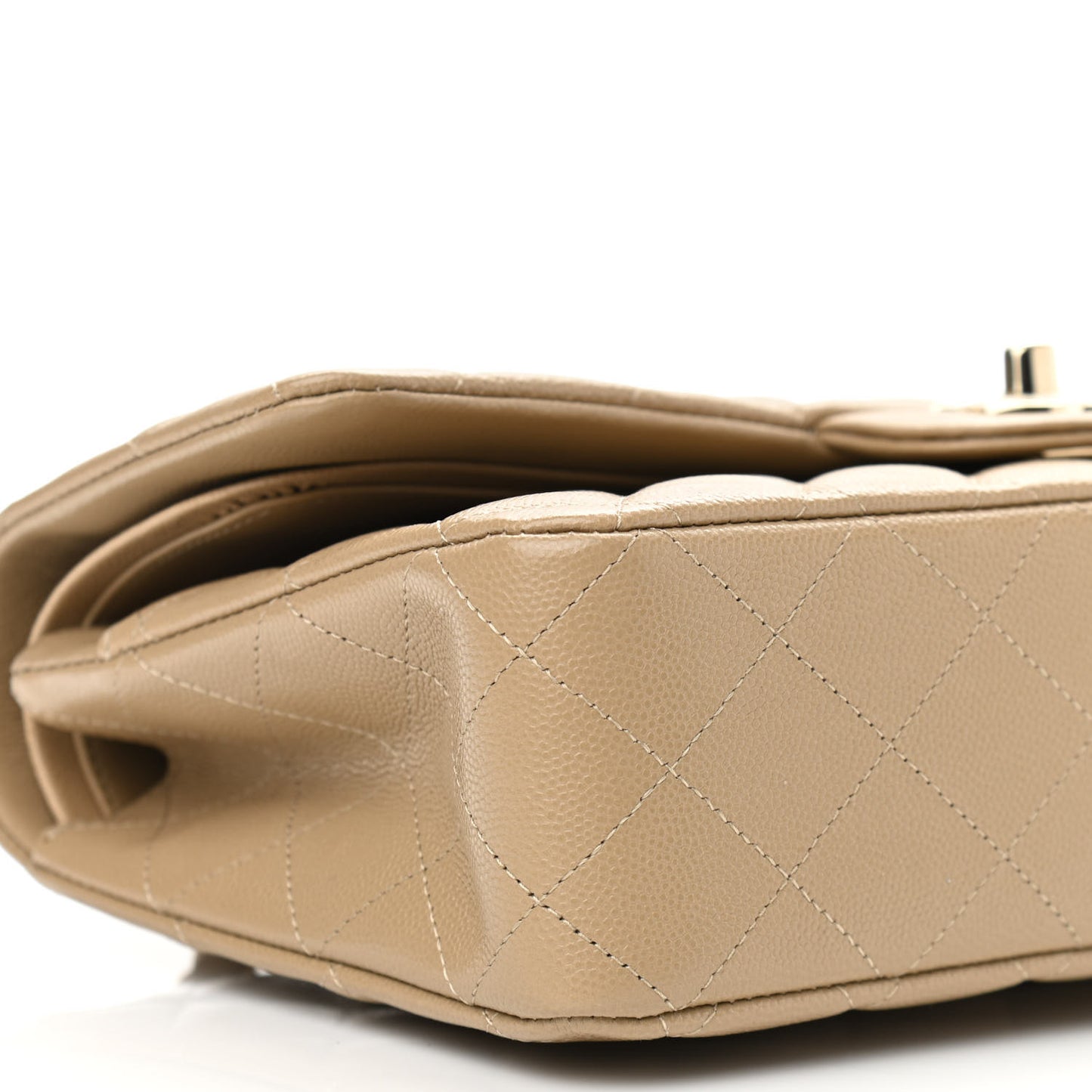 Caviar Quilted Medium Double Flap Dark Beige