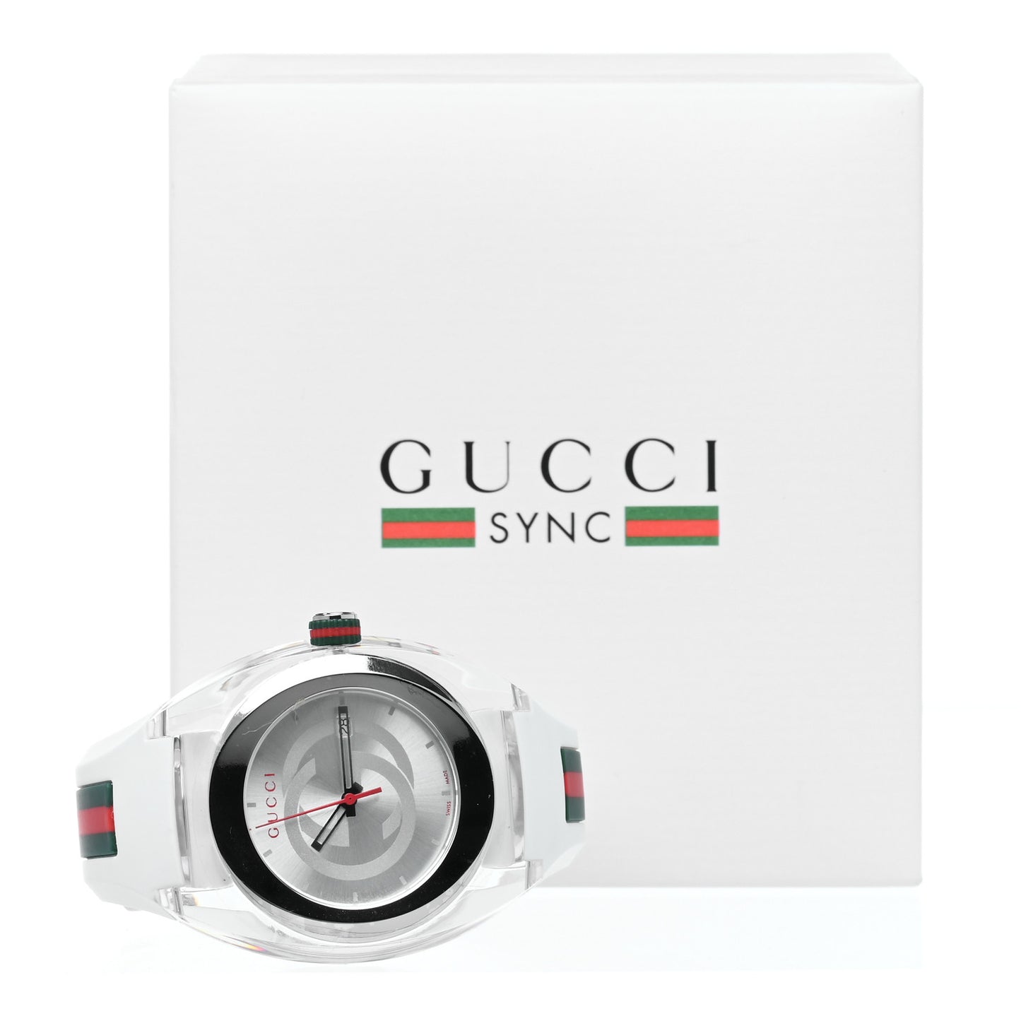 Stainless Steel Rubber 46mm Sync Web Quartz Watch White