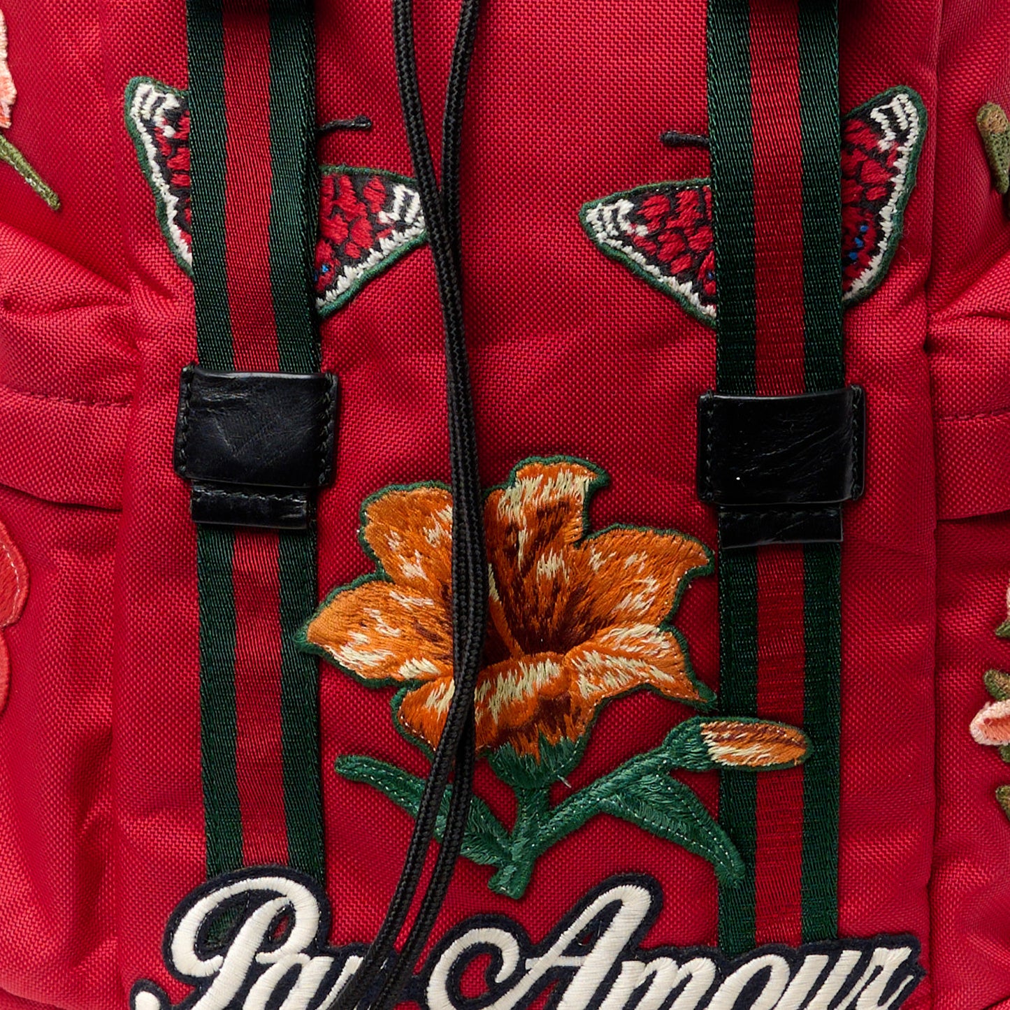 Techno Canvas L'Aveugle Par Amour Embroidered Double Buckle Backpack Red